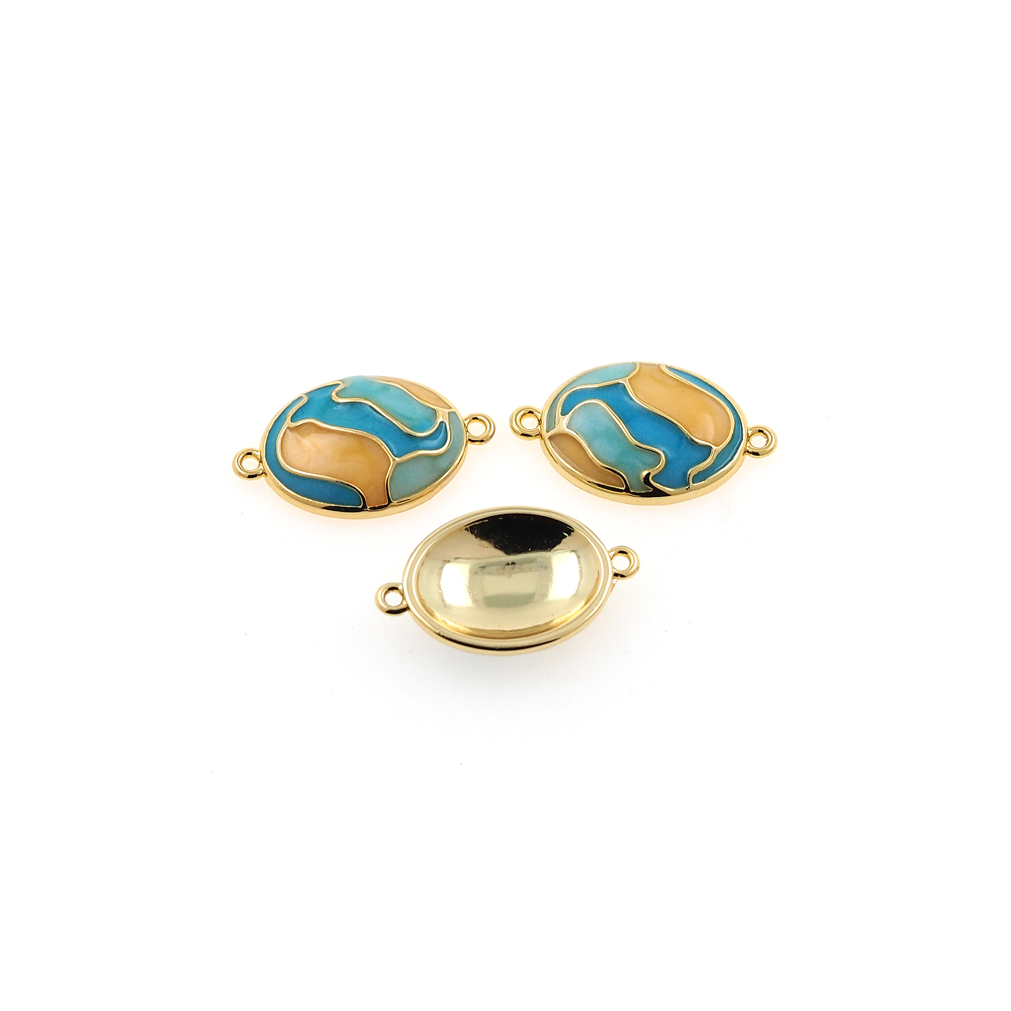 18K Gold Filled Oval Connector,Enamel Oval Charm Necklace Bracelet for DIY Jewelry Making Supply