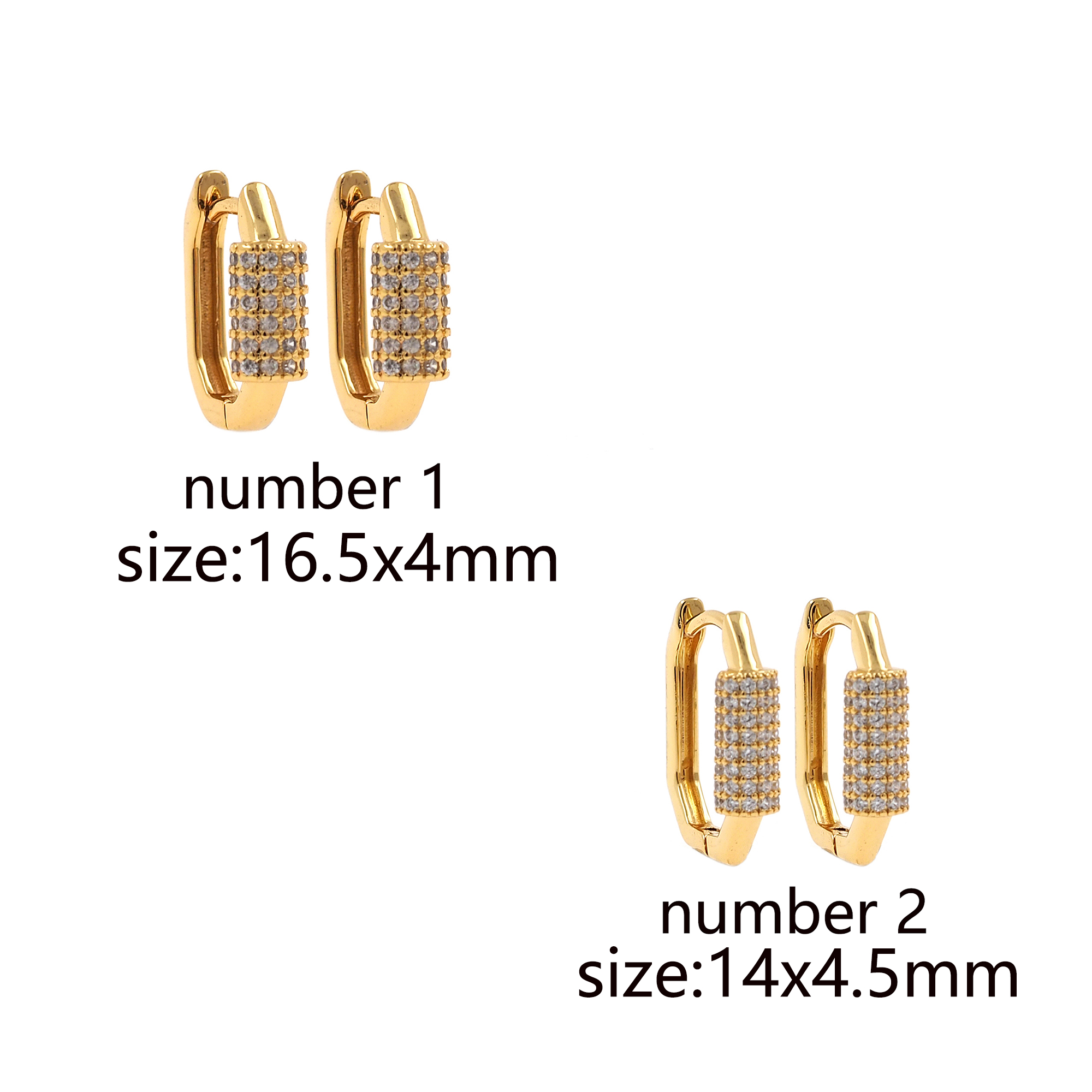 18K Gold Filled Oval Hoops Earrings,CZ Micor Pave Rectangular Hoops,Gold Huggies Hoop Earrings,Minimalist Earrings