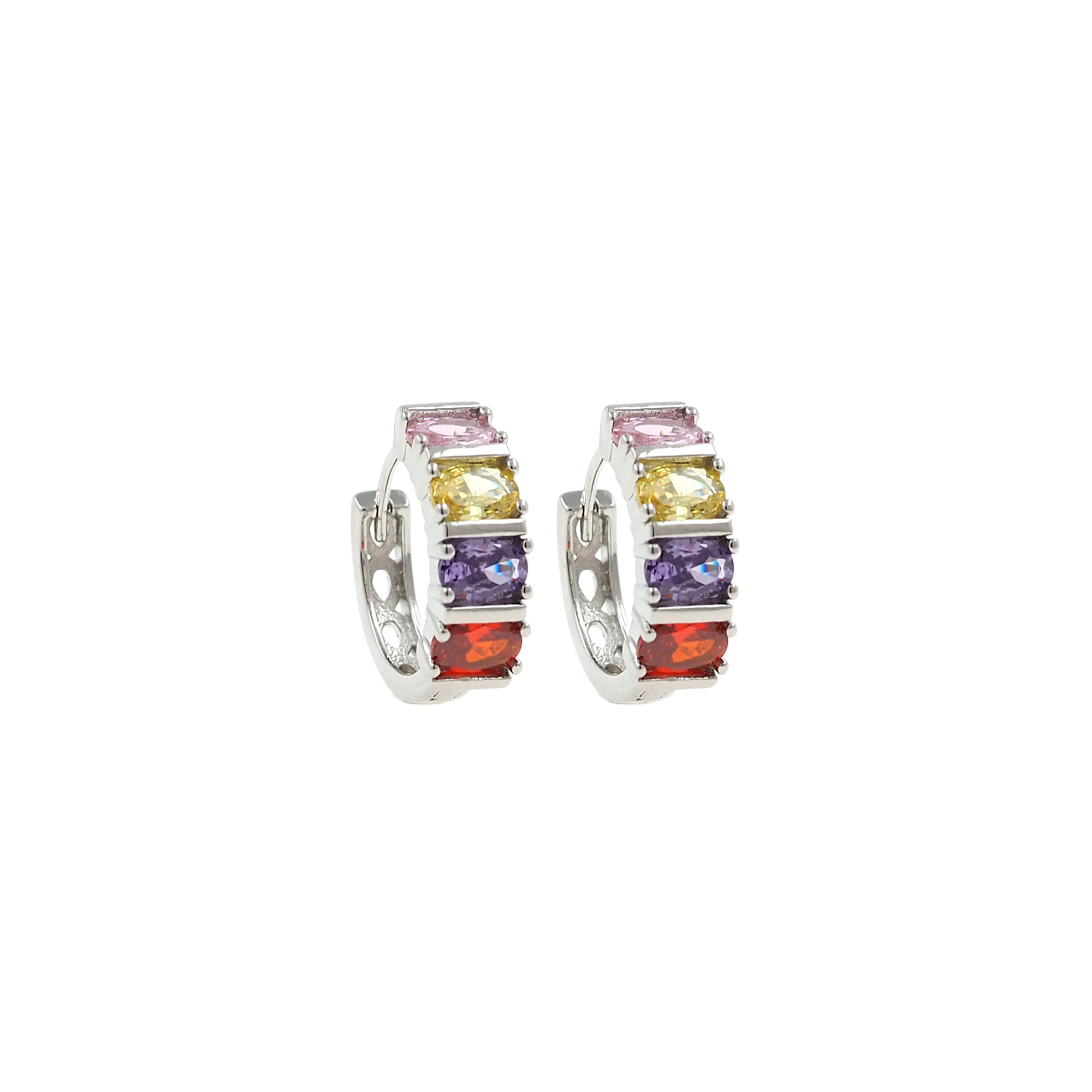 18K Gold Filled Colorful Zirconia Earrings,Dainty Zirconia Earrings,Gold Hoops,Dainty CZ Hoops Huggie