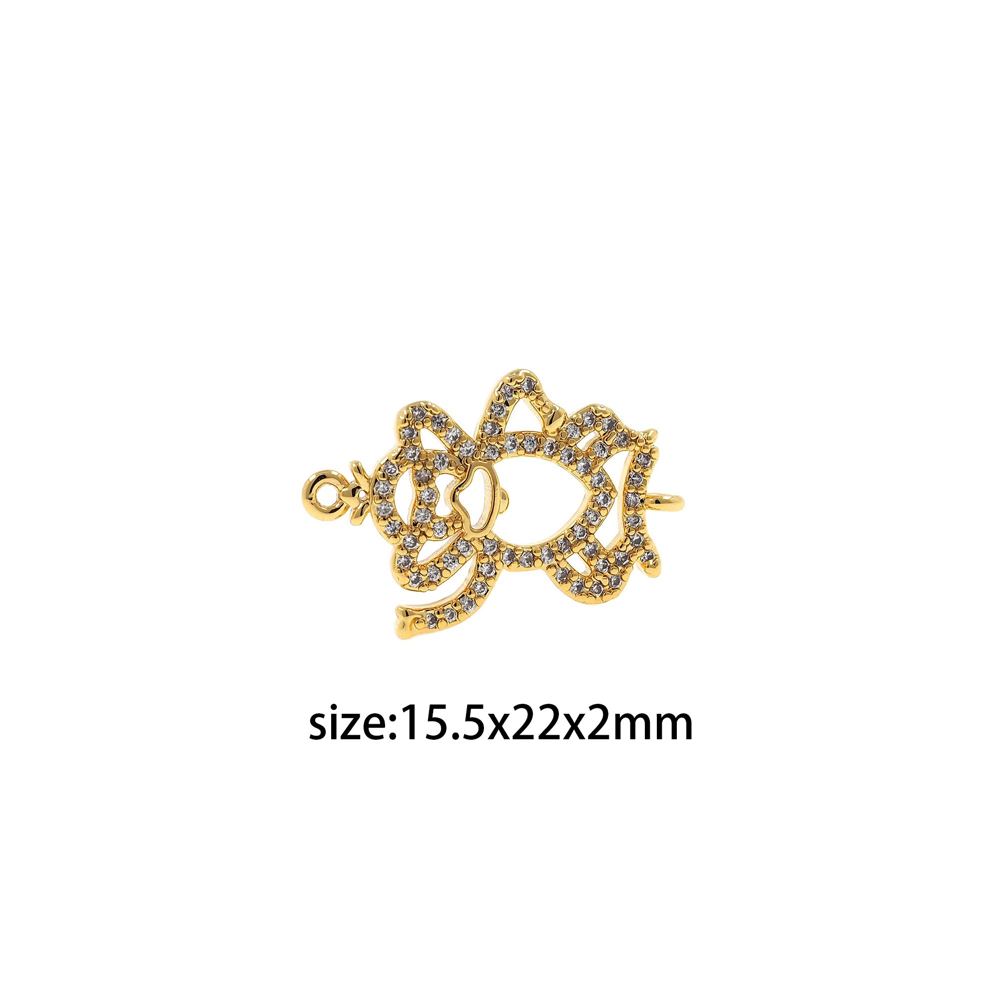 18K Gold Filled Monkey Connector,CZ Micro Pave Monkey Charm Necklace Bracelet for DIY Jewelry Making Supply