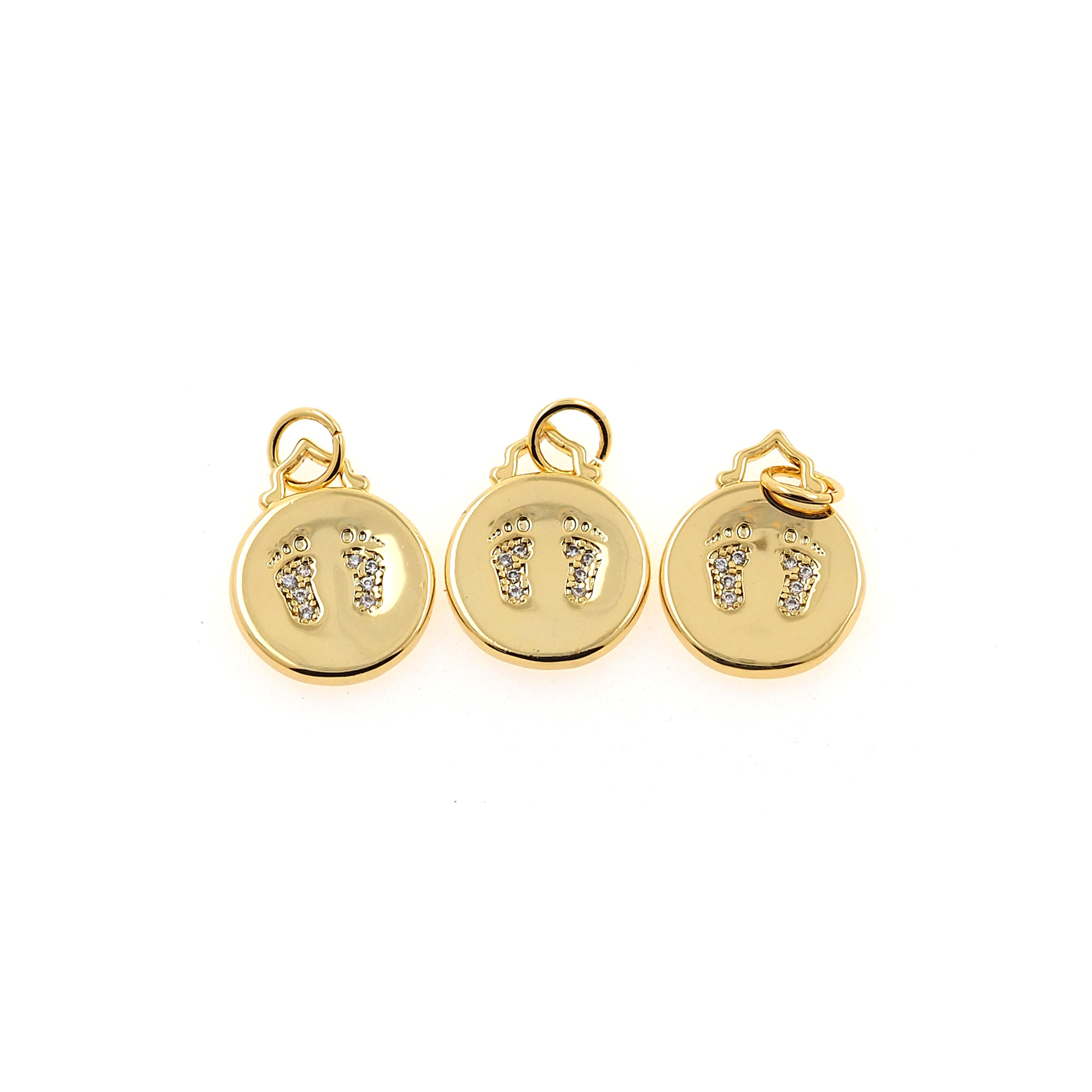 18K Gold Filled Baby Foot Pendant,Dainty Foot Coin Charm Earrings Necklace for DIY Jewelry Making Supply