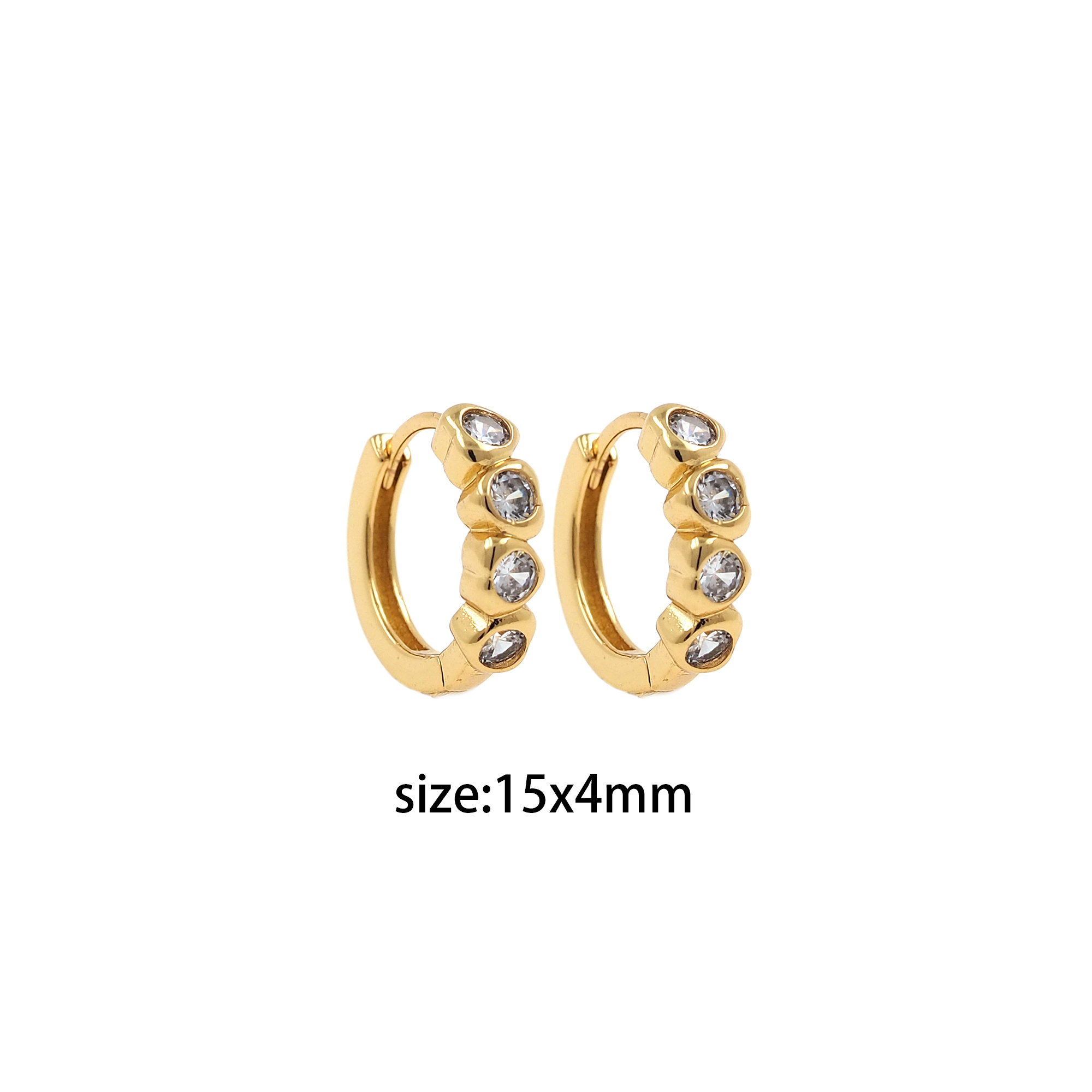 18K Gold Filled Heart Hoop Earrings,Gold CZ Hoops,Dainty Hoops Huggie,Dainty Zirconia Earrings,Gold Hoops
