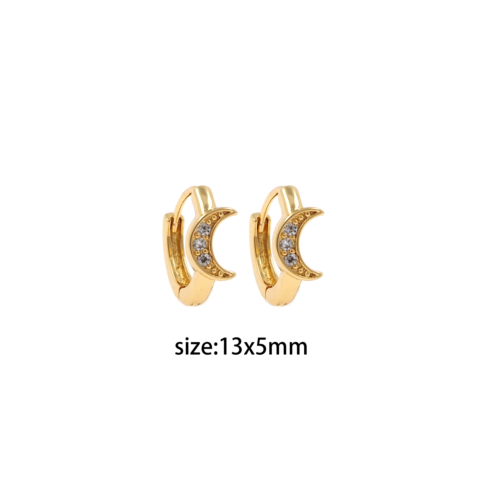 18K Gold Filled Moon Hoop Earrings,Celestial Hoops,CZ Moon Hoops,Minimalist Earrings,Gold Hoops