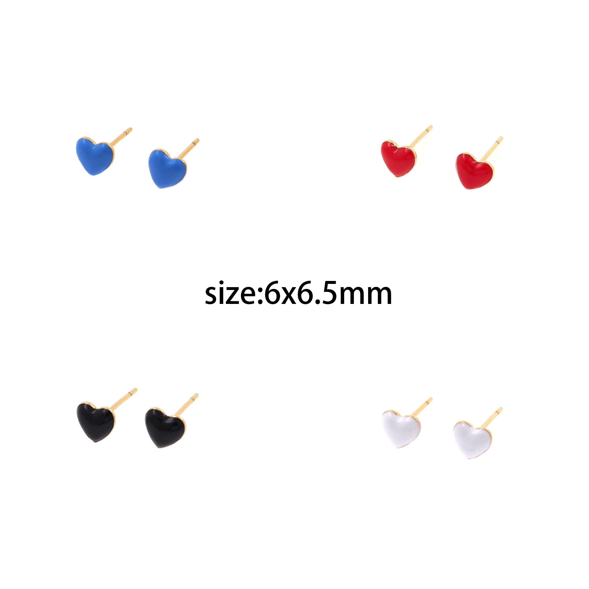 18K Gold Filled Heart Earrings,Colorful Enamel Earrings,Minimalist Earrings,Gold Heart Earrings,Gift for Her