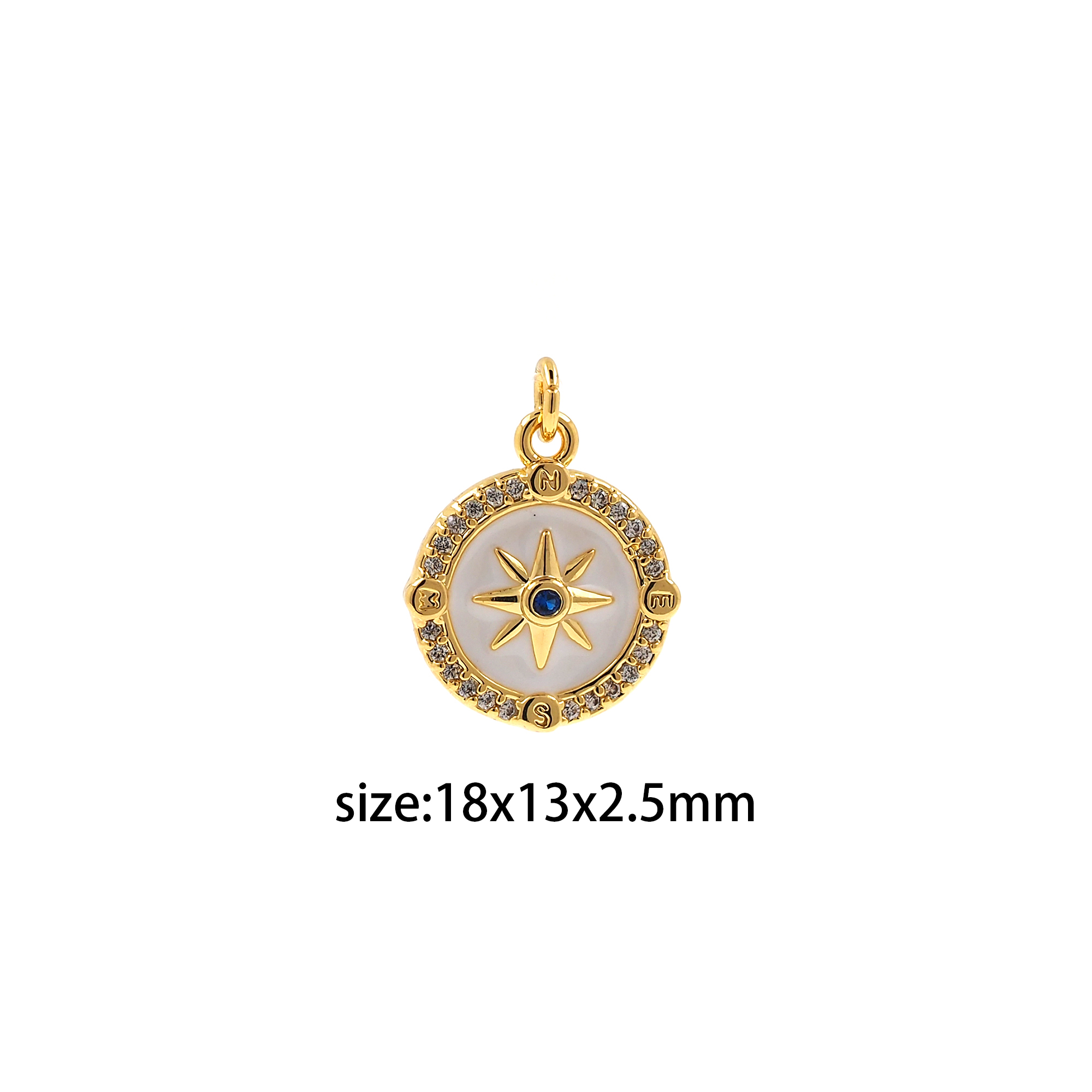 18K Gold Filled North Star Pendant,Enamel North Star Charm Earrings Necklace for DIY Jewelry Making Supply