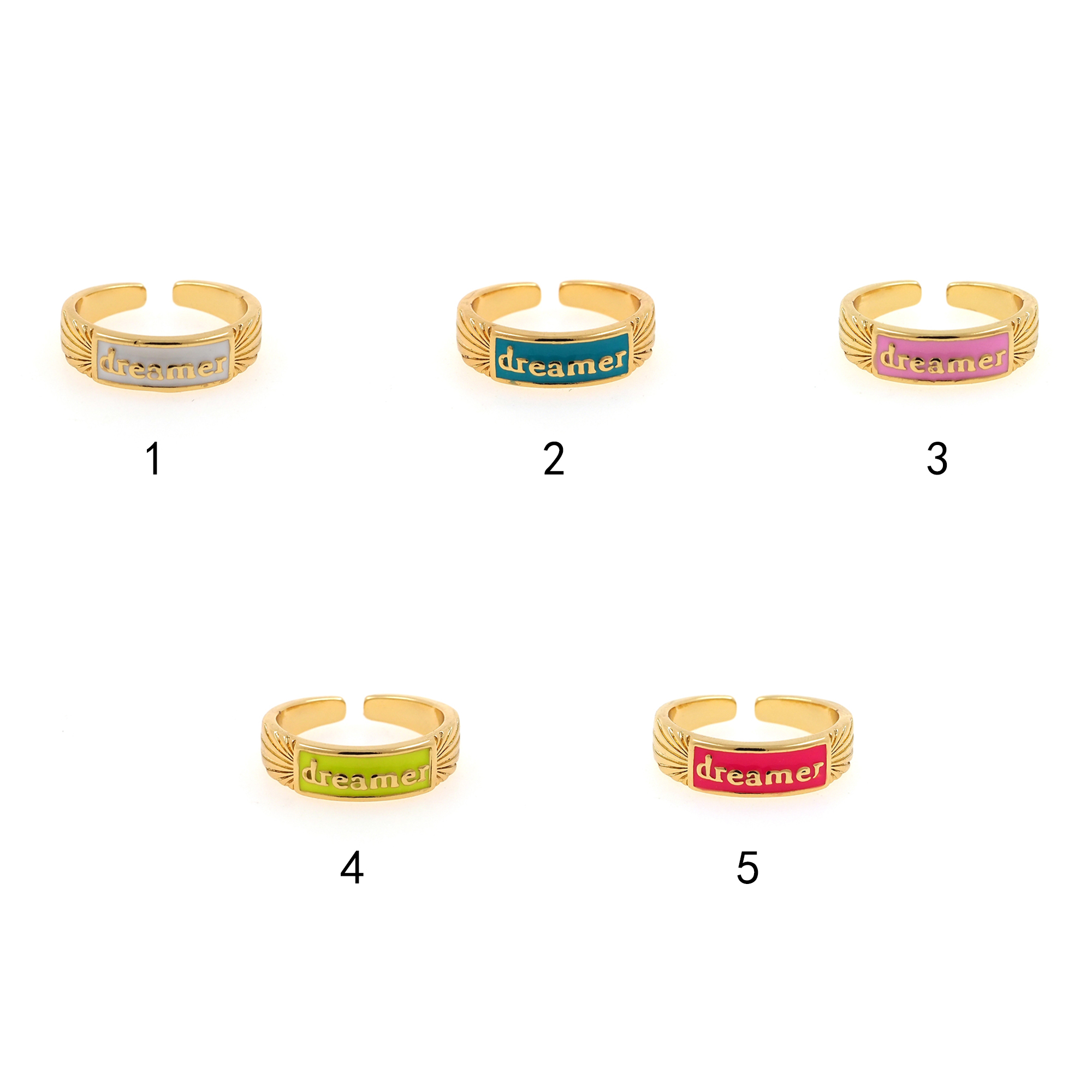 18K Gold Filled Dreamer Rings,Enamel Ring,Adjustable Ring,Minimalist Ring,Open Ring