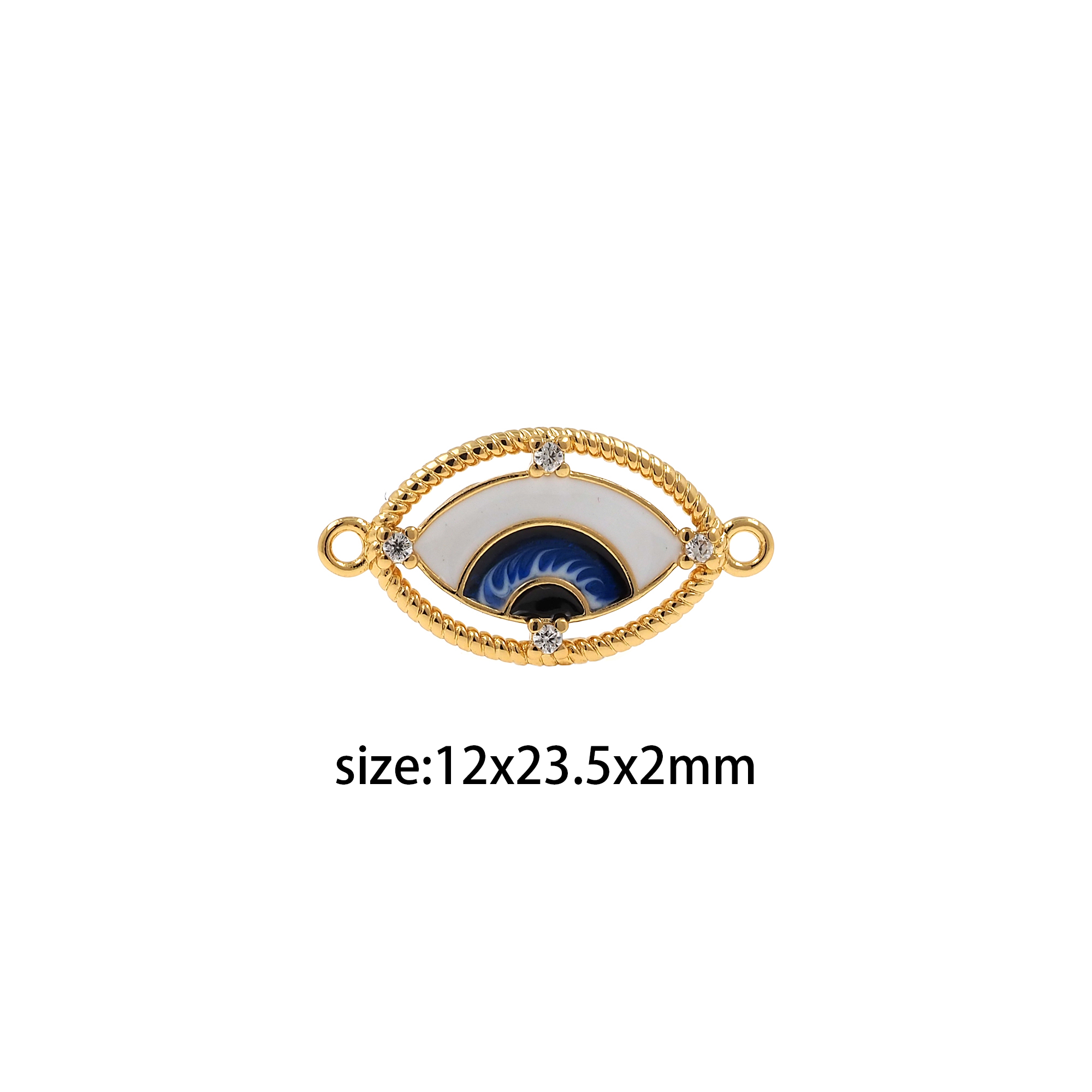 18K Gold Filled Evil Eye Connector,Enamel Amulet Charm Necklace Bracelet for DIY Jewelry Making Supply