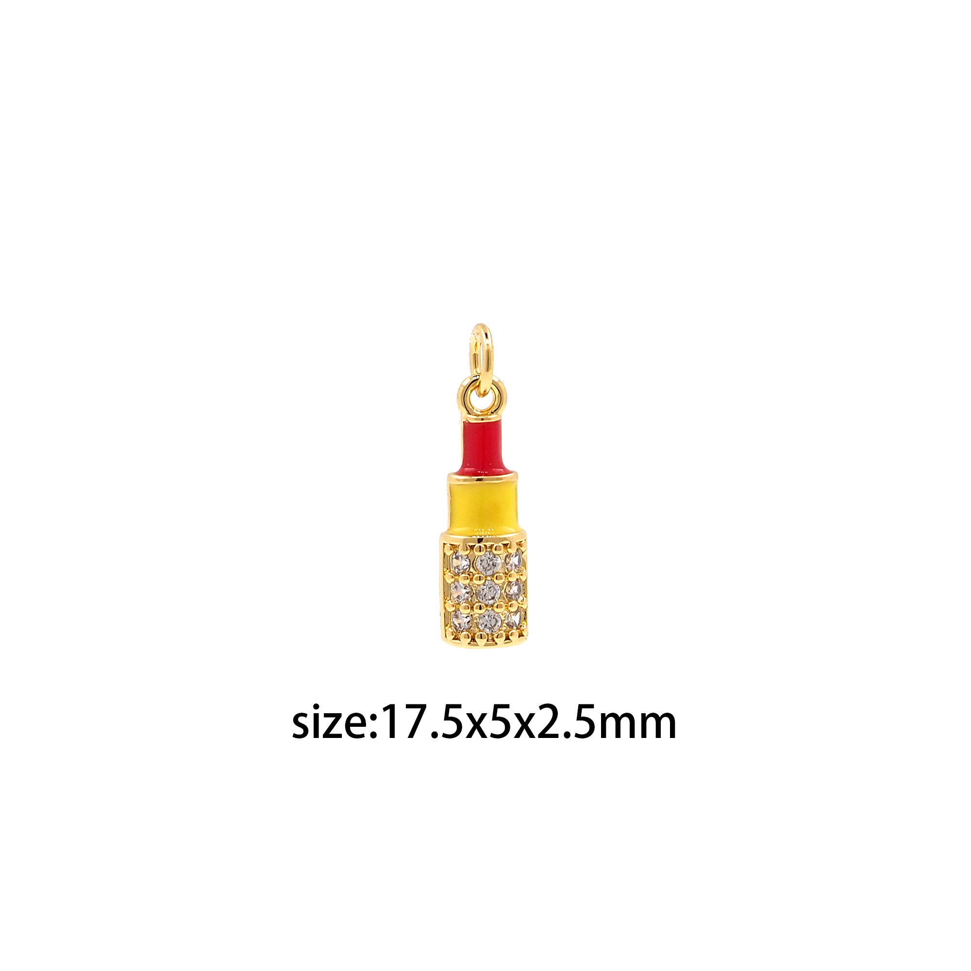 18K Gold Filled Lipstick Pendant,Enamel Lipstick Charm Earrings Necklace for DIY Jewelry Making Supply