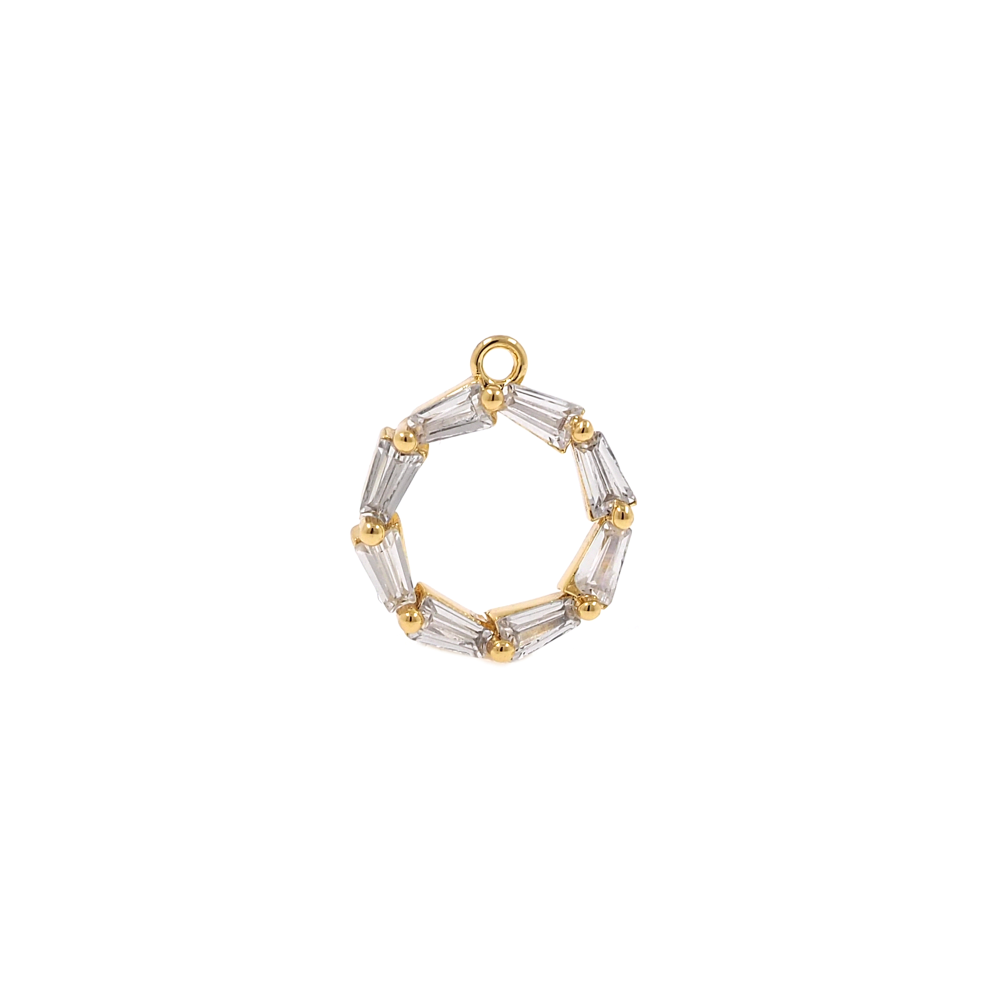 18K Gold Filled Round Pendant,CZ Micro Pave Ring Charm Earrings Necklace for DIY Jewelry Making Supply