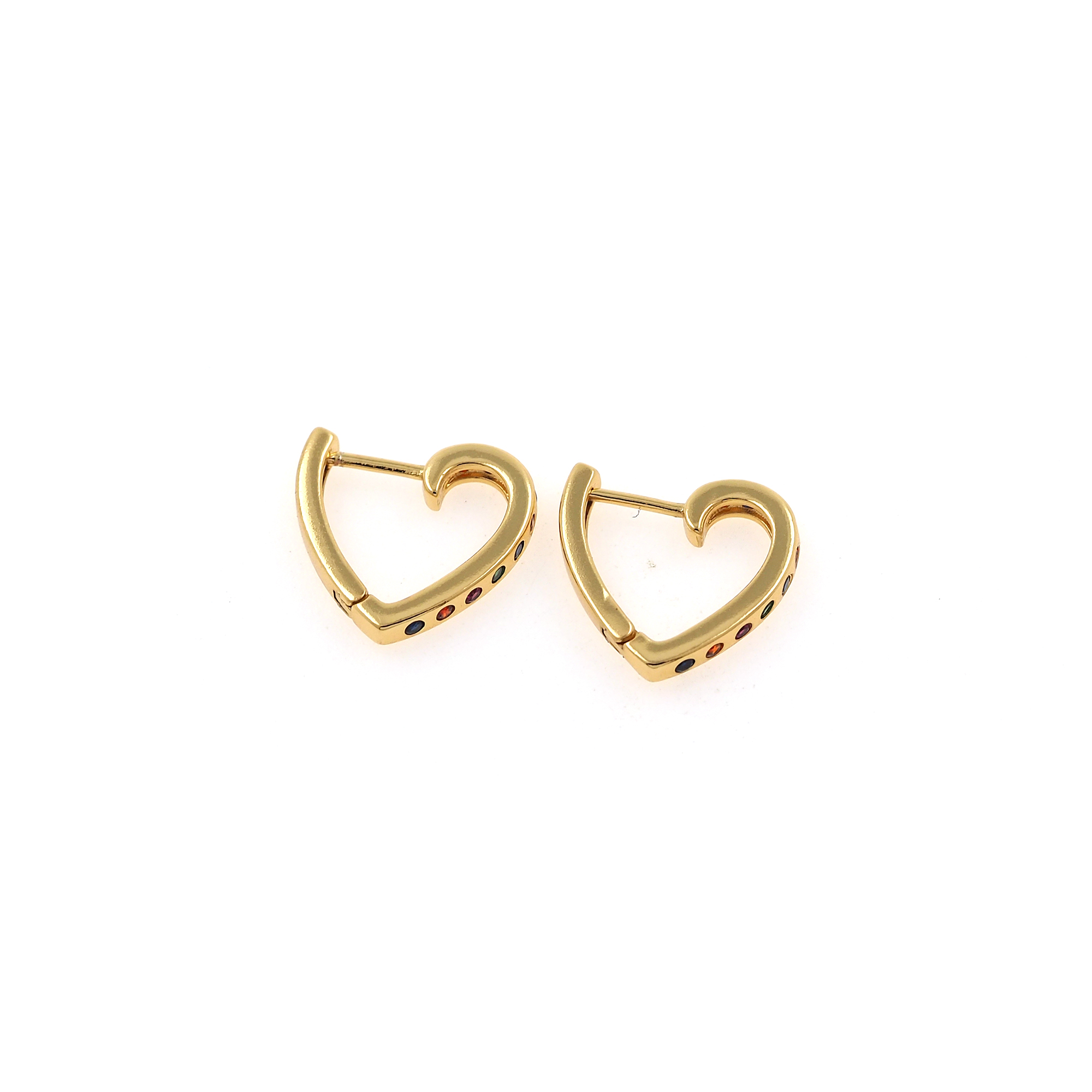 18K Gold Filled Heart Hoop Earrings,Gold Thin Hoops,CZ Heart Hoops,Dainty Zirconia Earrings,Gold Hoops