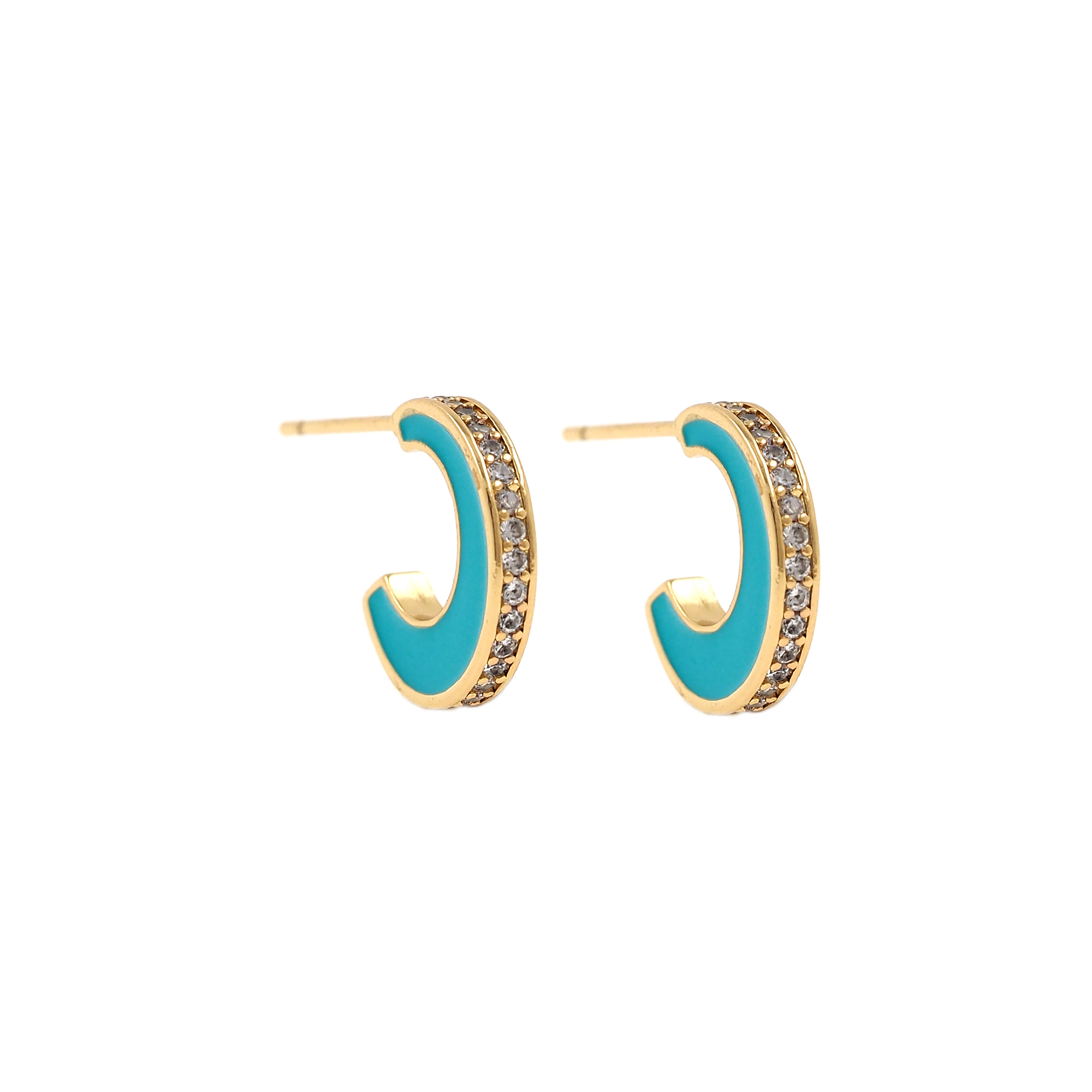 18K Gold Filled CZ Earrings,Colorful Enamel Hoops,Minimalist Earrings,Gold Hoop Earrings,Gift for Her