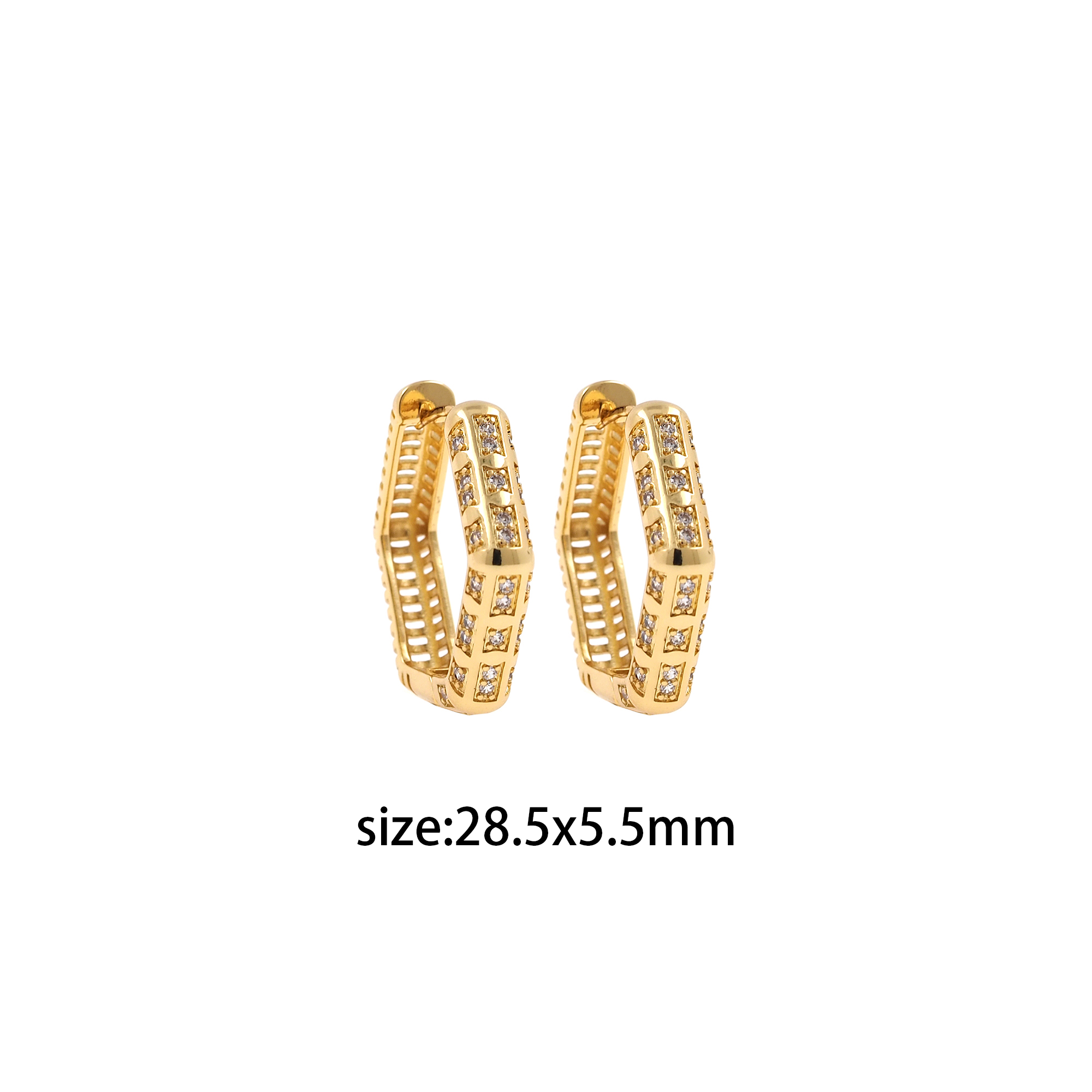 18K Gold Filled Rhombus Shaped Hoops Earrings,CZ Rhombus Hoops,Gold Huggies Hoop Earrings,Minimalist Earrings