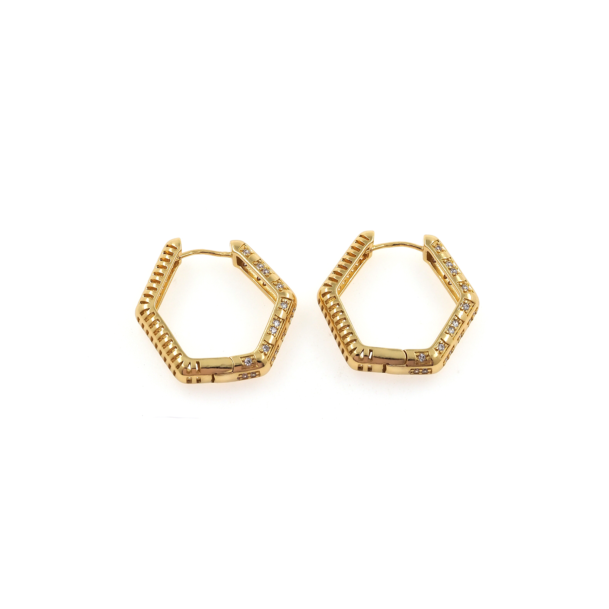 18K Gold Filled Rhombus Shaped Hoops Earrings,CZ Rhombus Hoops,Gold Huggies Hoop Earrings,Minimalist Earrings