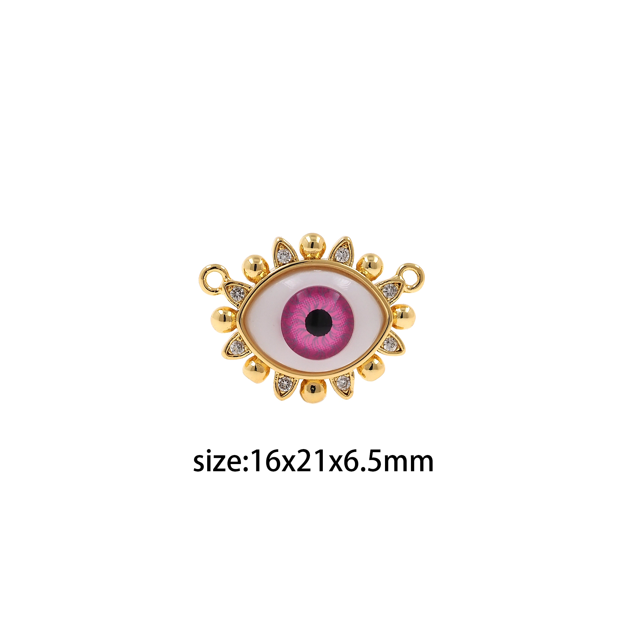 18K Gold Filled Evil Eye Pendant,CZ Micro Pave Amulet Charm Earrings Necklace for DIY Jewelry Making Supply