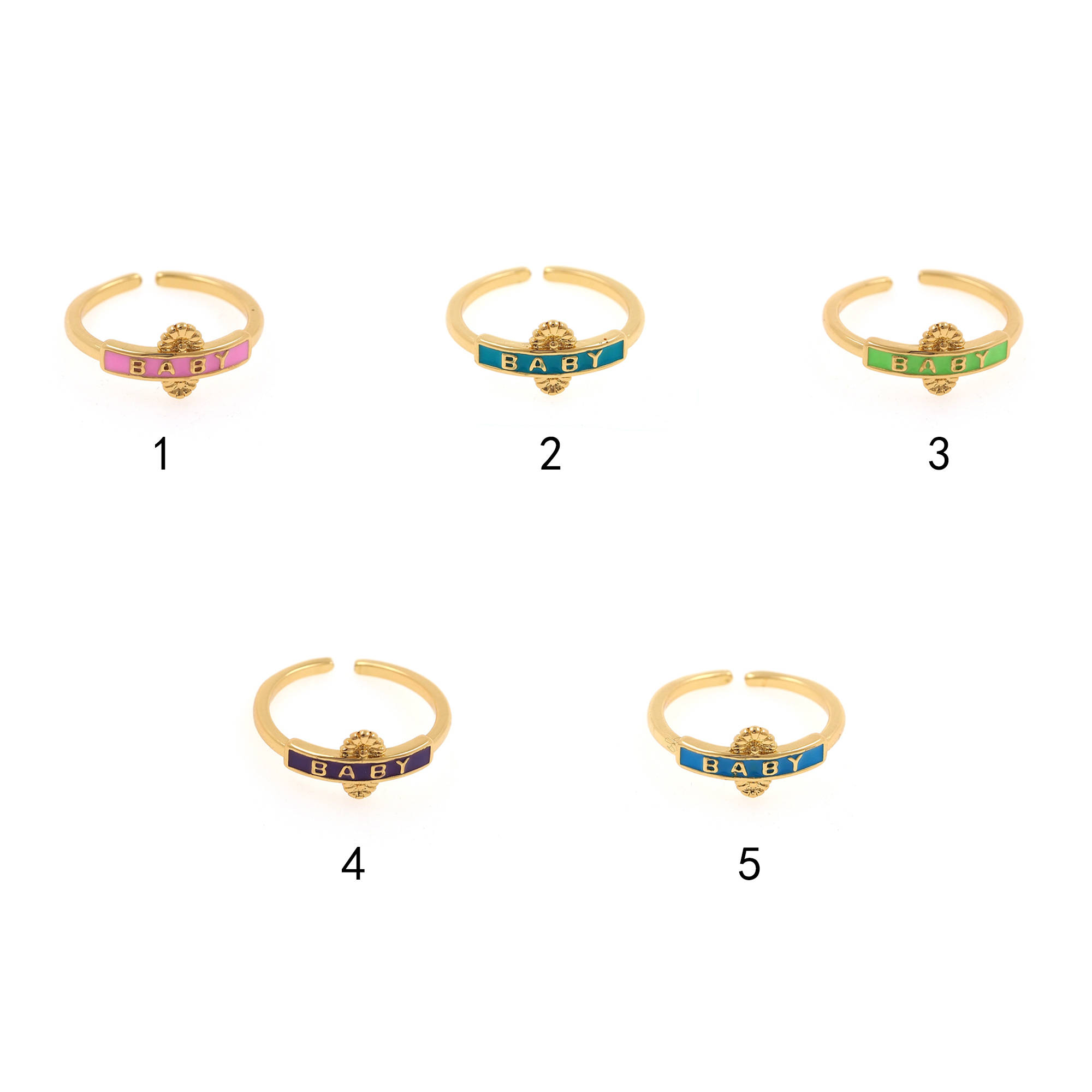 18K Gold Filled Baby Rings,Enamel Ring,Adjustable Ring,Minimalist Ring,Open Ring