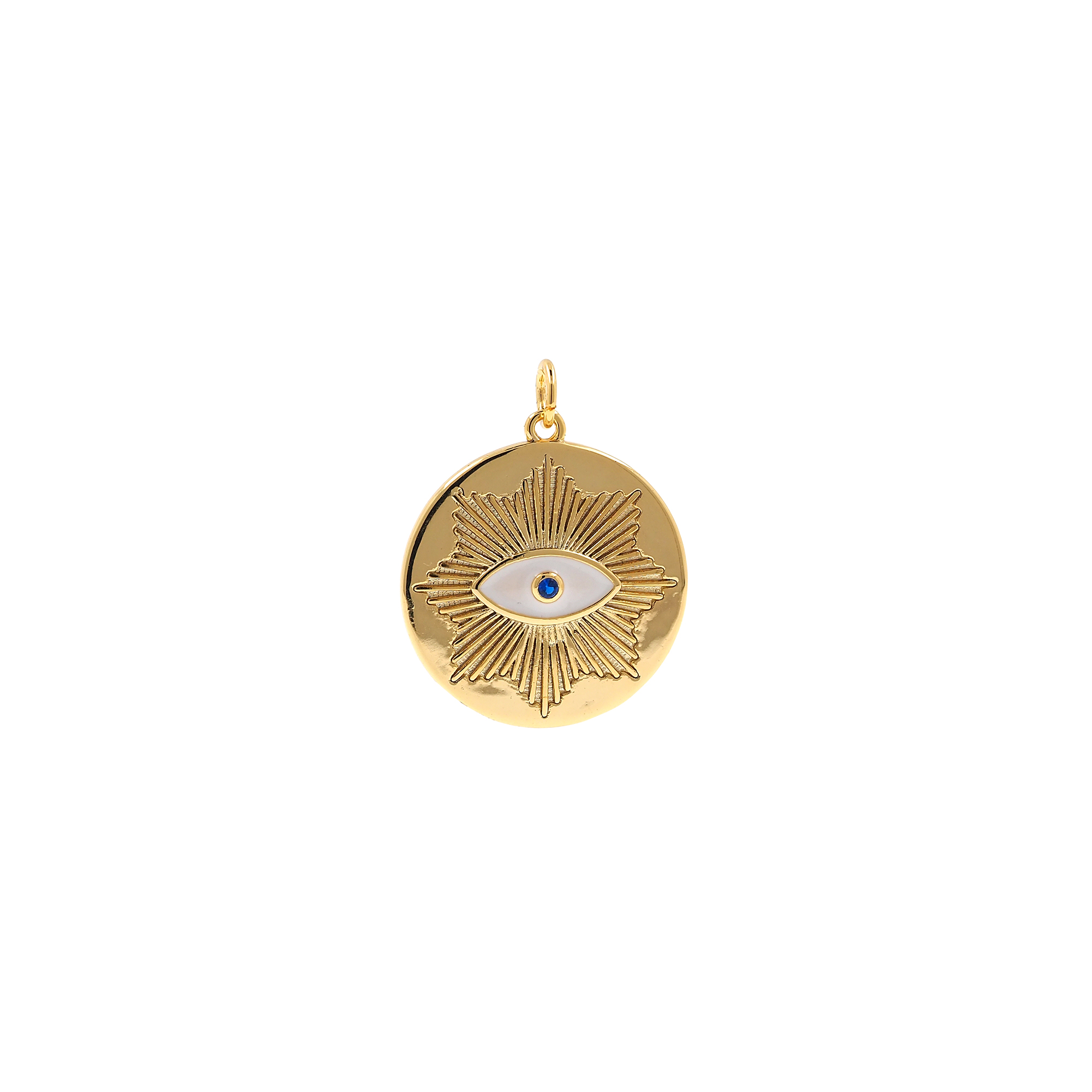 18K Gold Filled Coin Eye Pendant,Enamel Evil Eye Charm Earrings Necklace for DIY Jewelry Making Supply