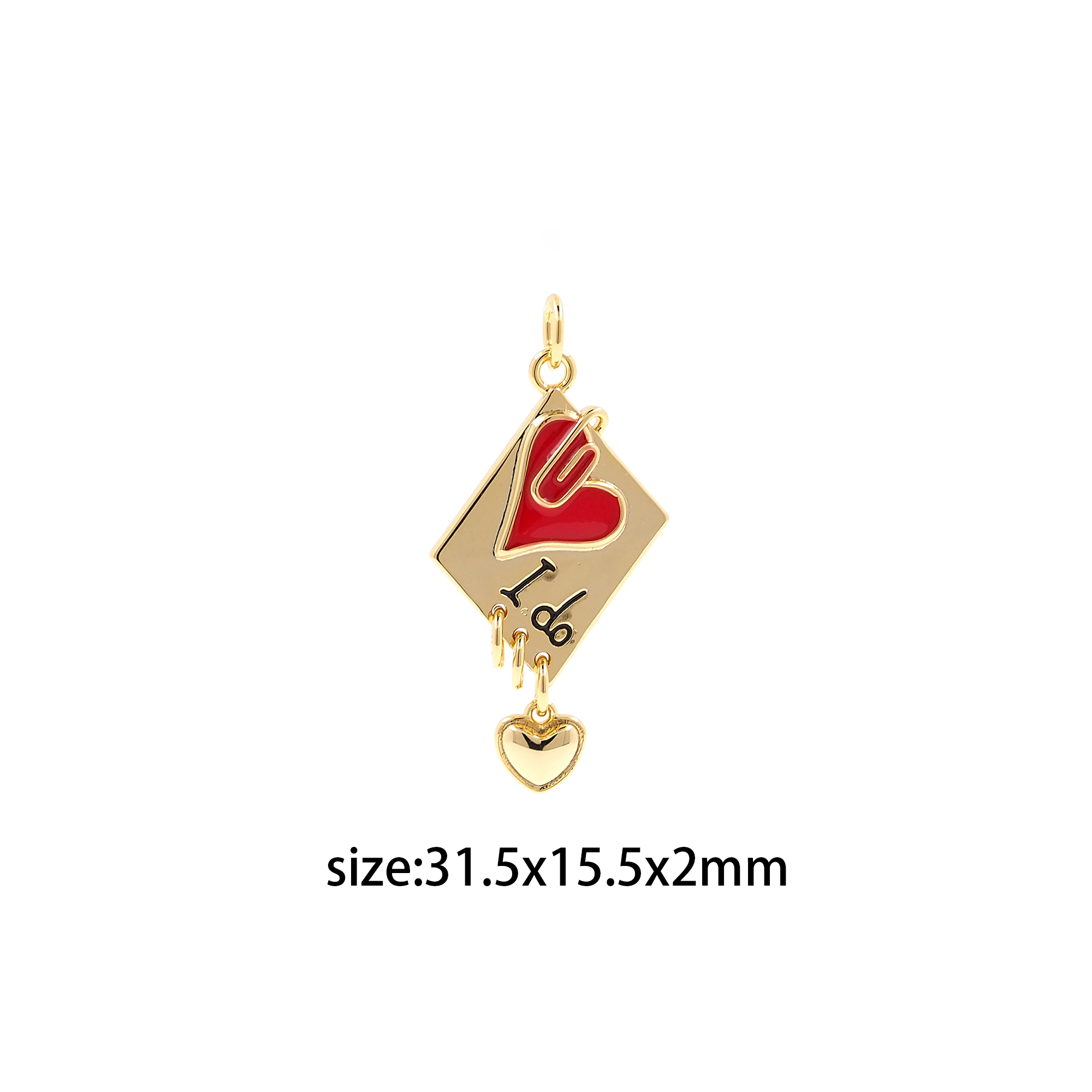 18K Gold Filled Heart Pendant,Enamel Love Heart Charm Earrings Necklace for DIY Jewelry Making Supply