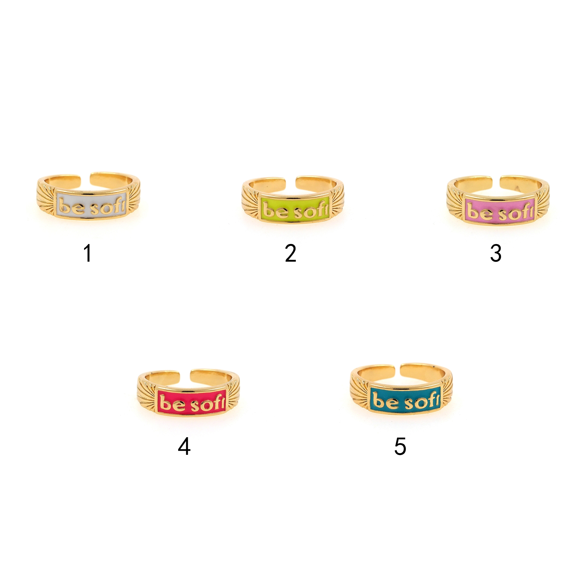 18K Gold Filled Enamel Ring,Nameplate Ring,Colorful Rings,Adjustable Ring,Minimalist Ring,Open Ring