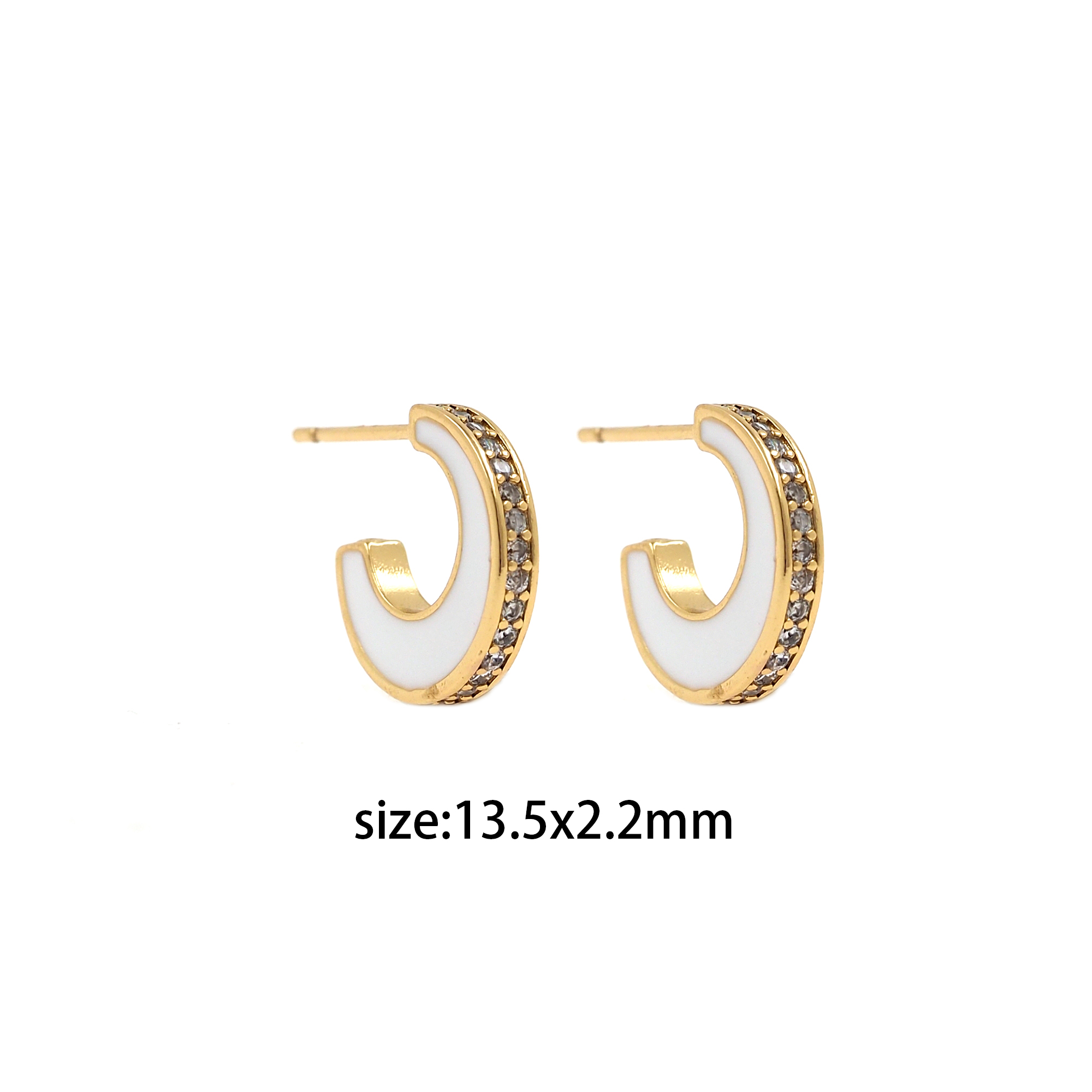 18K Gold Filled CZ Earrings,Colorful Enamel Hoops,Minimalist Earrings,Gold Hoop Earrings,Gift for Her