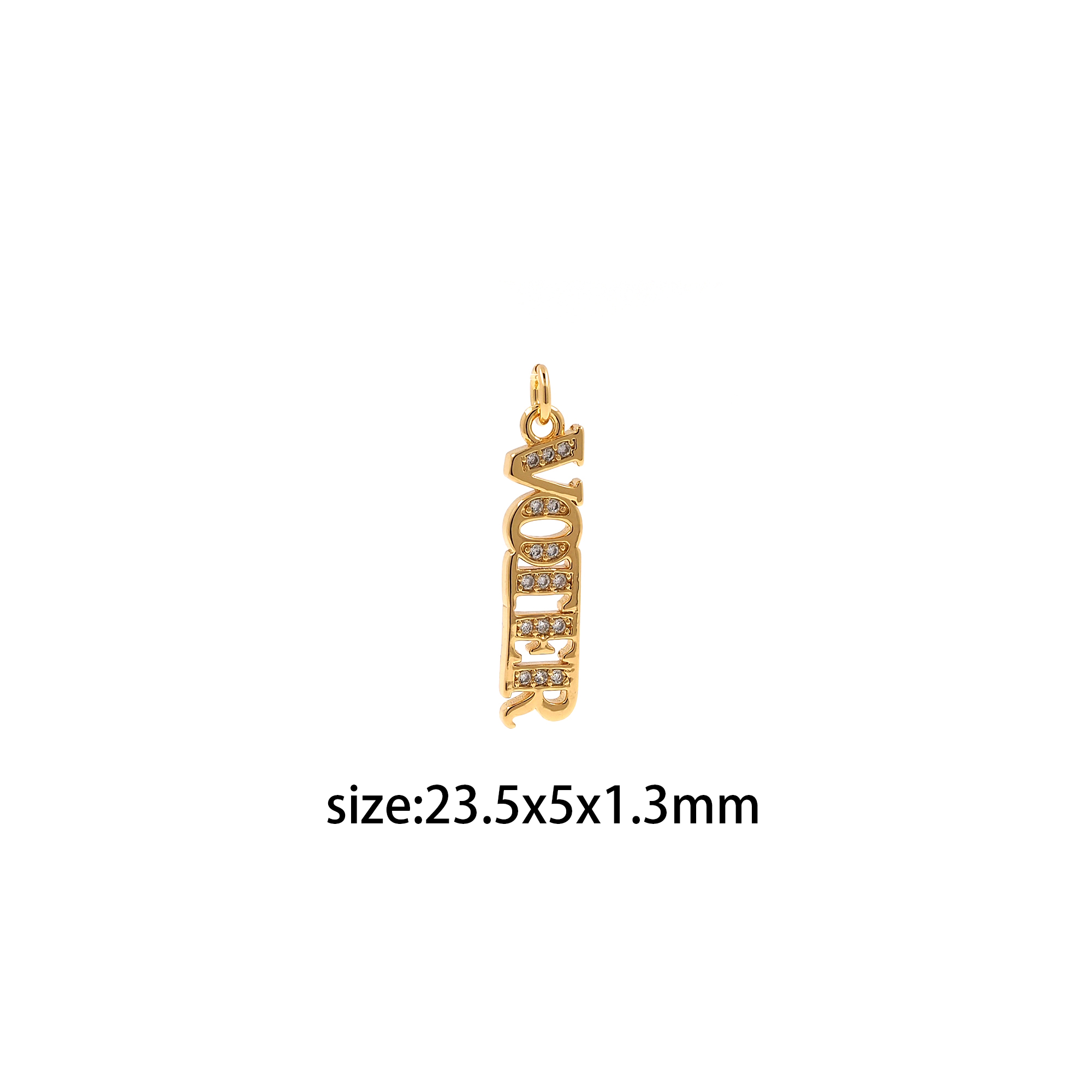 18K Gold Filled Voter Pendant,CZ Micro Pave Voter Charm Earrings Necklace for DIY Jewelry Making Supply
