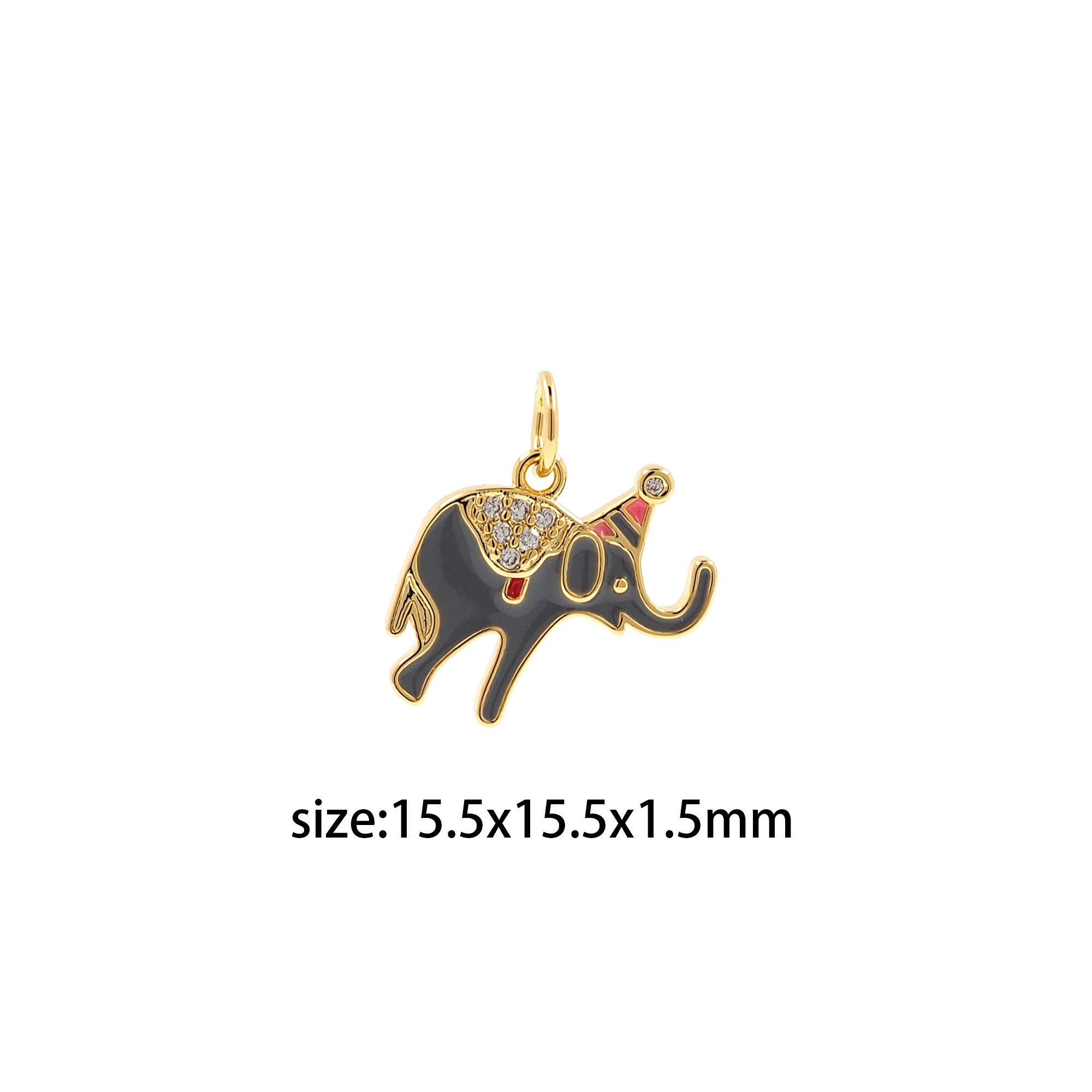 18K Gold Filled Elephant Pendant,Animal Charm,Enamel Elephant Earrings Necklace for DIY Jewelry Making Supply