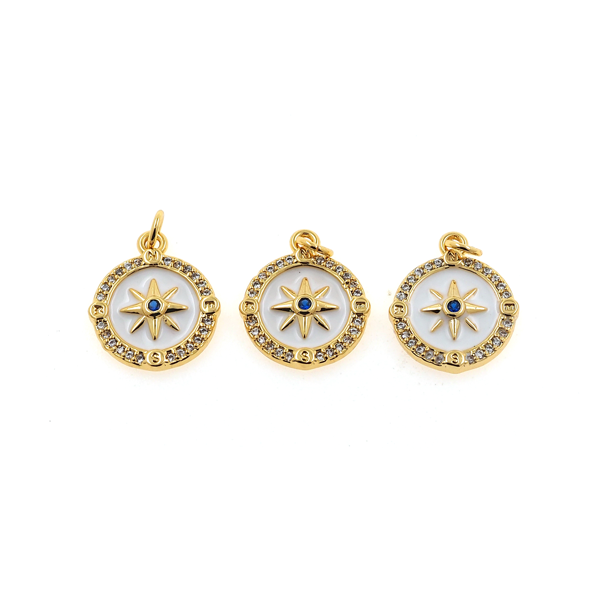 18K Gold Filled North Star Pendant,Enamel North Star Charm Earrings Necklace for DIY Jewelry Making Supply