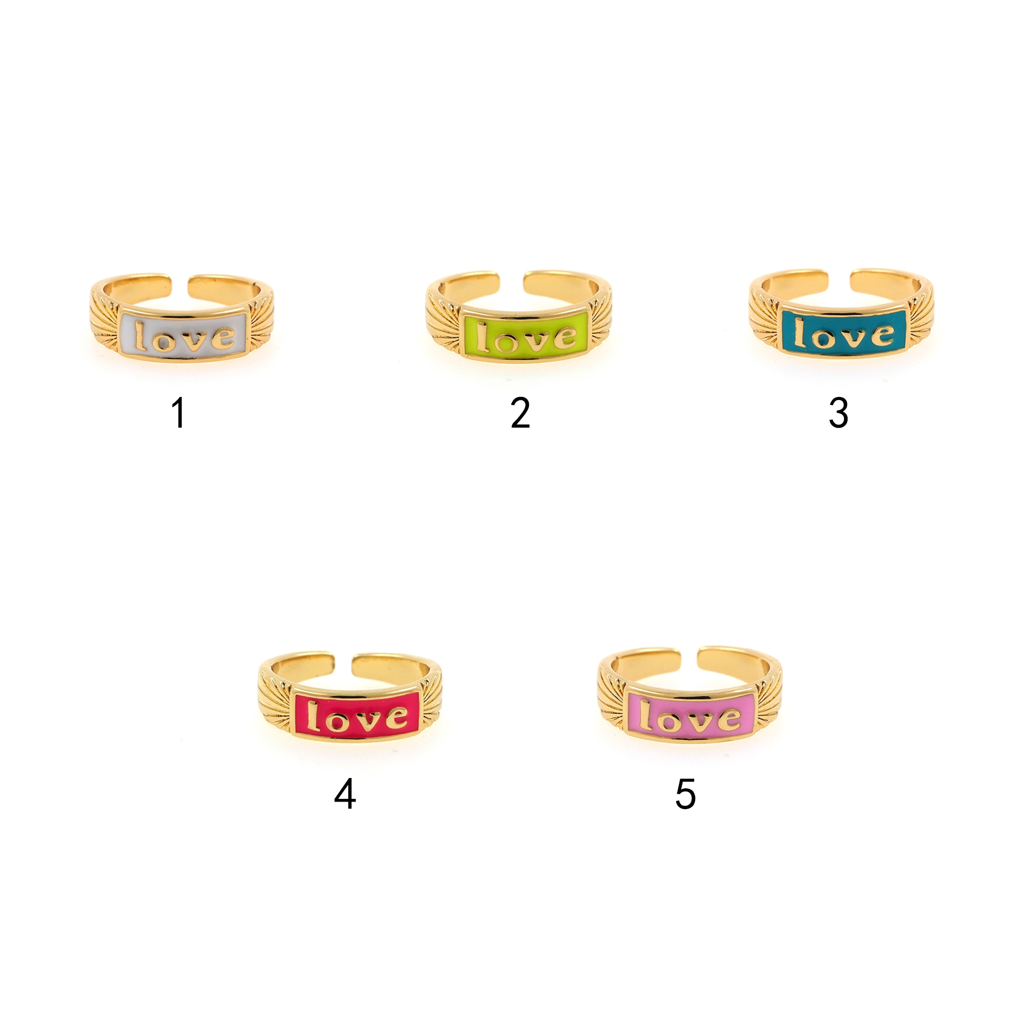 18K Gold Filled Love Rings,Enamel Ring,Adjustable Ring,Minimalist Ring,Open Ring