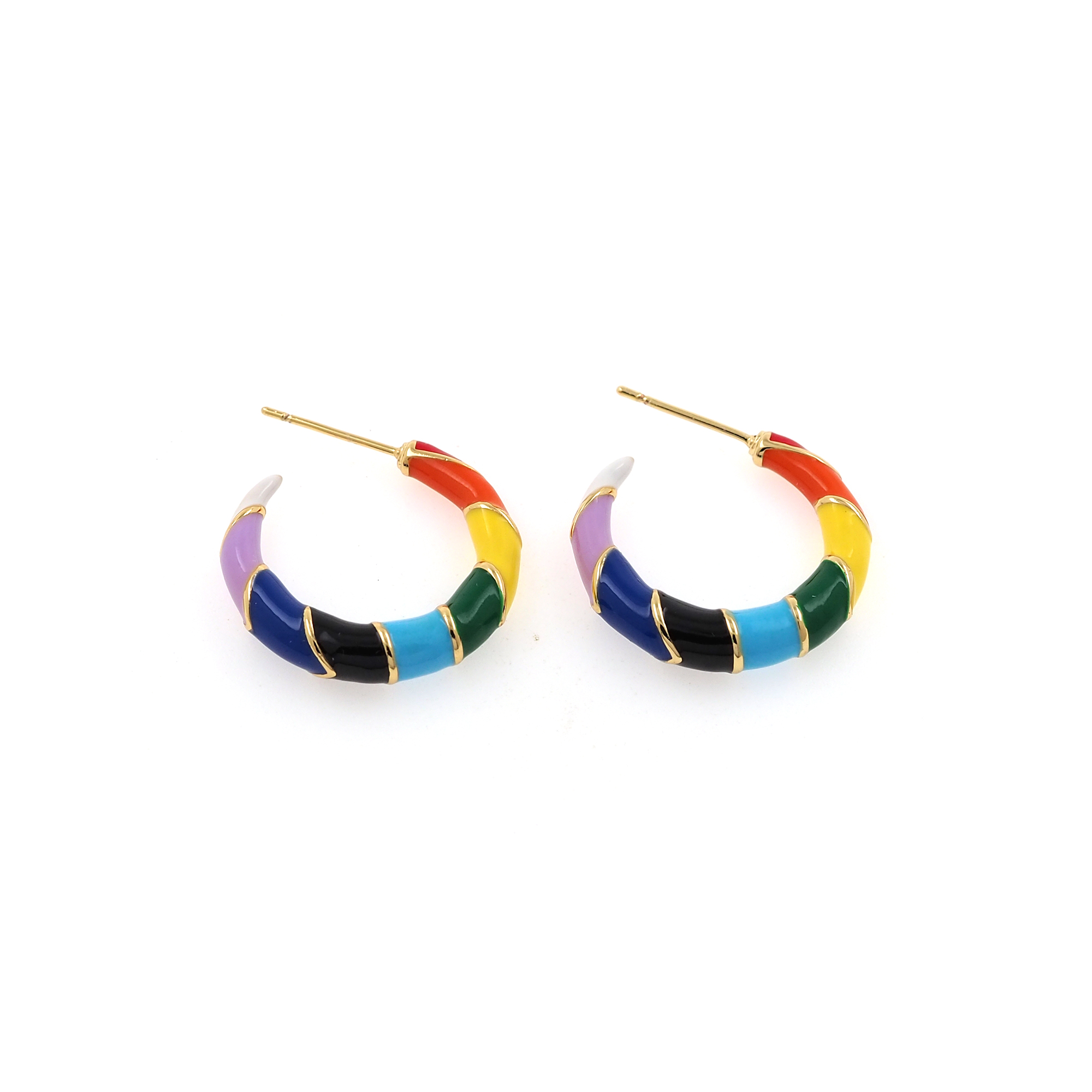 18K Gold Filled Enamel Earrings,Colorful Enamel Hoops,Minimalist Earrings,Gold Hoop Earrings,Gift for Her