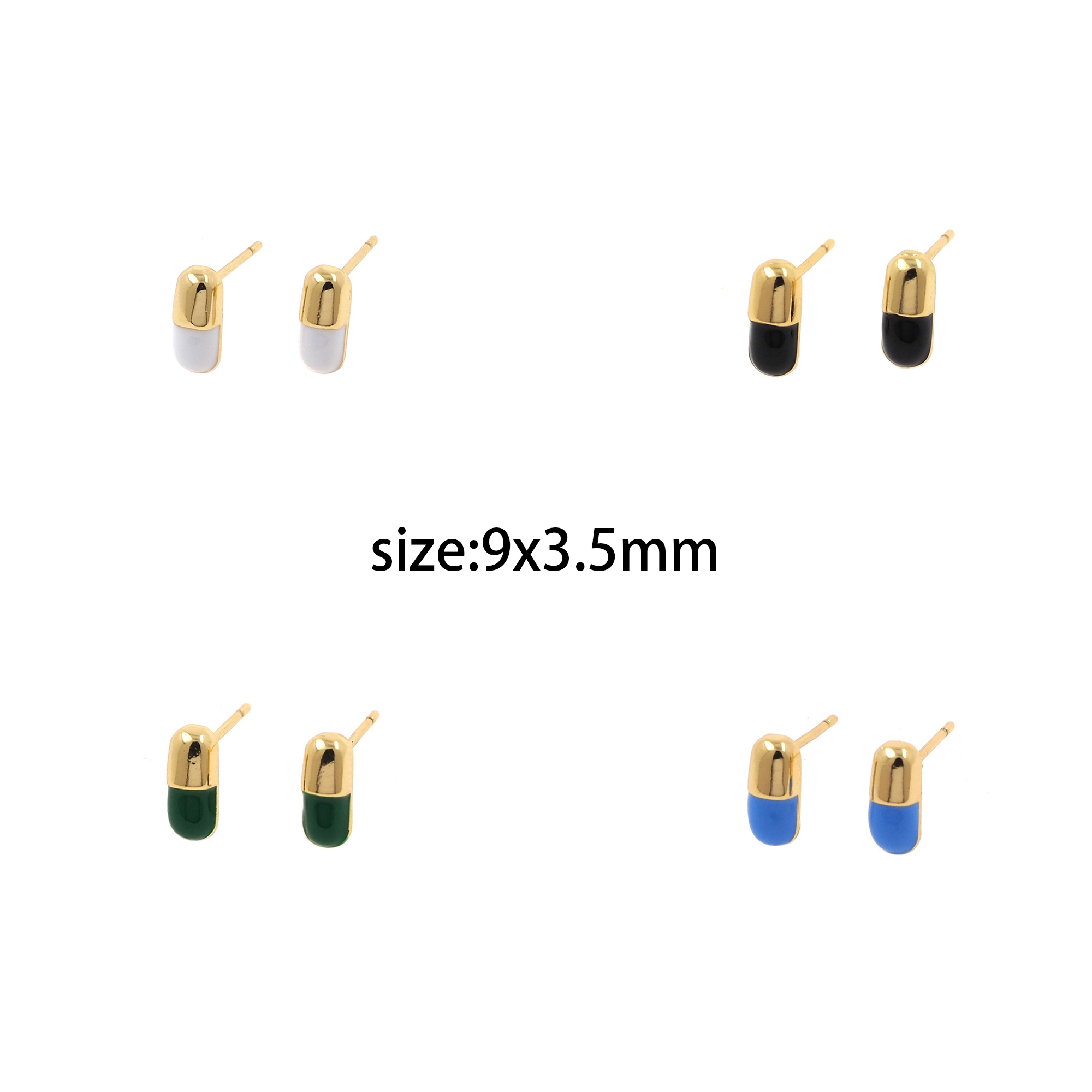18K Gold Filled Capsule Pill Earrings,Colorful Enamel Pill Earrings,Minimalist Earrings,Gold Capsule Earrings,Gift for Her