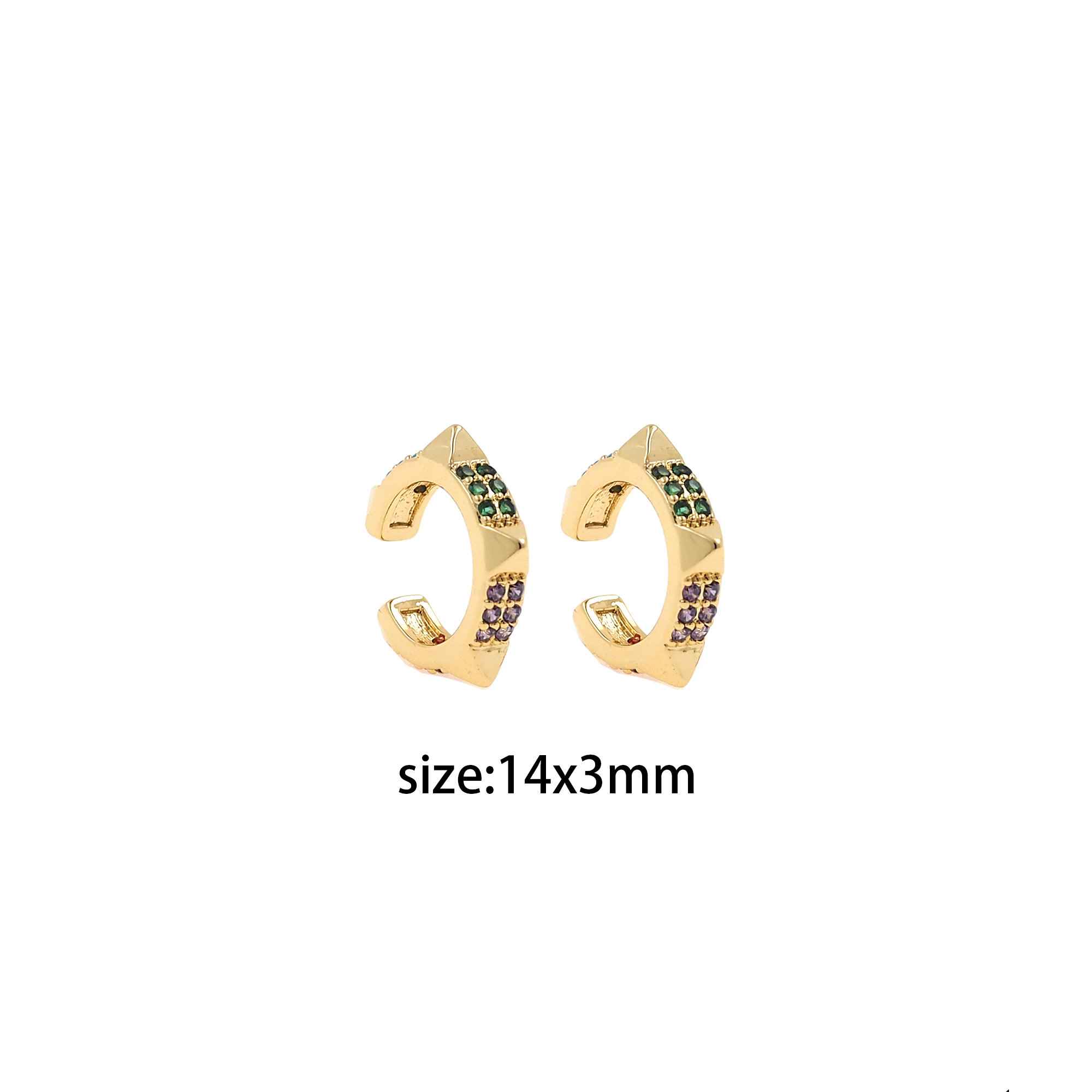 18K Gold Filled CZ Ear Clip Earrings,Spikes Ear Clips,Clip on Earrings,Minimalist Ear Cuff