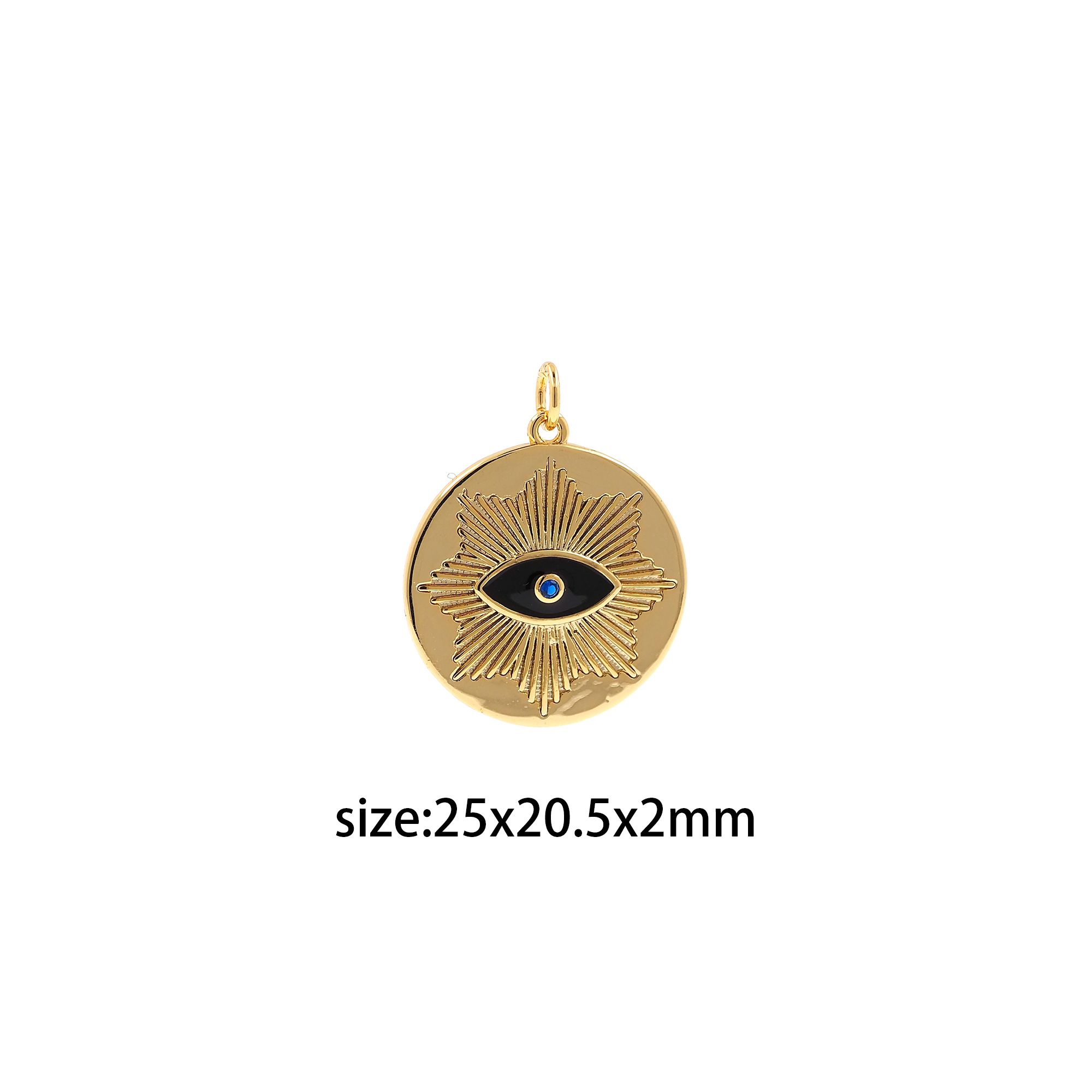 18K Gold Filled Coin Eye Pendant,Enamel Evil Eye Charm Earrings Necklace for DIY Jewelry Making Supply