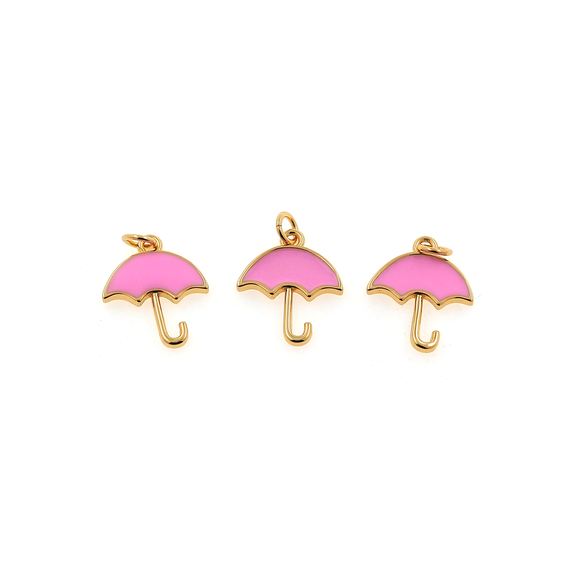 18K Gold Filled Umbrella Pendant,Enamel Umbrella Charm Earrings Necklace for DIY Jewelry Making Supply