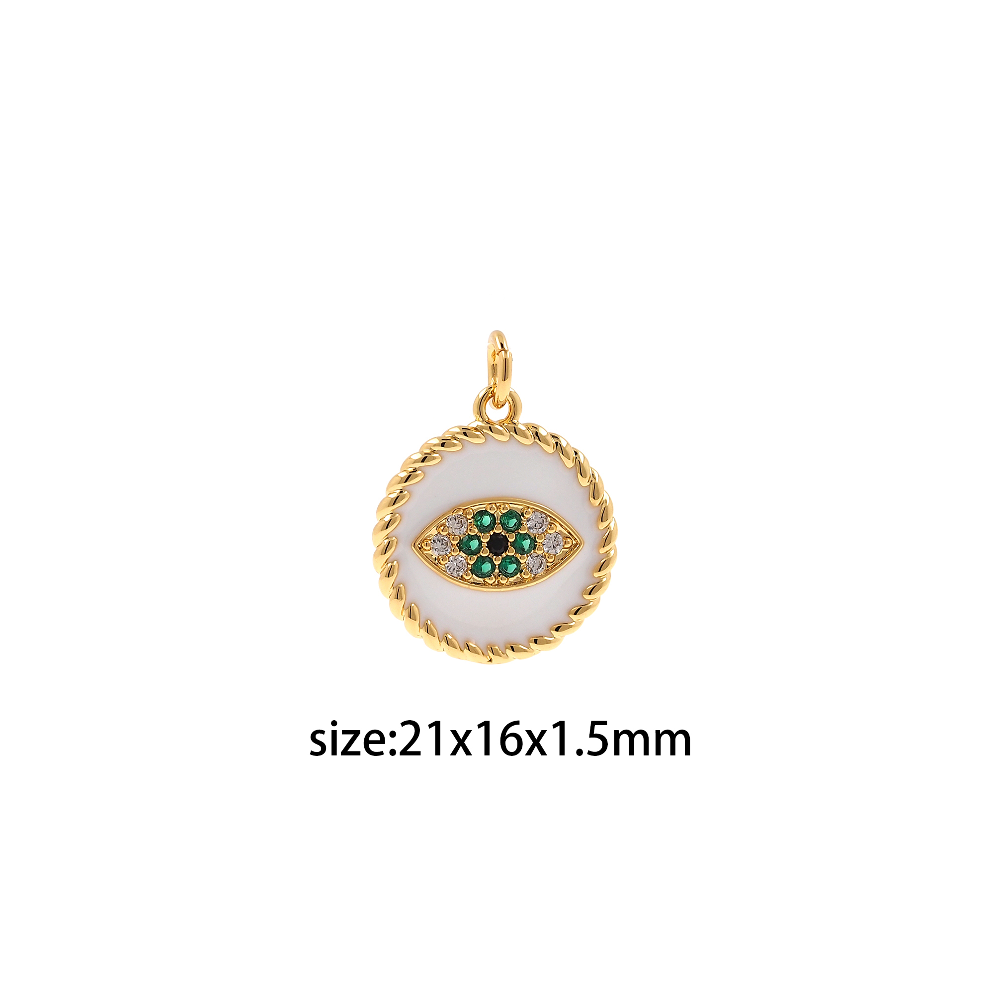 Enamel Evil Eye Pendant,18K Gold Filled Coin Eye Charm Earrings Necklace for DIY Jewelry Making Supply