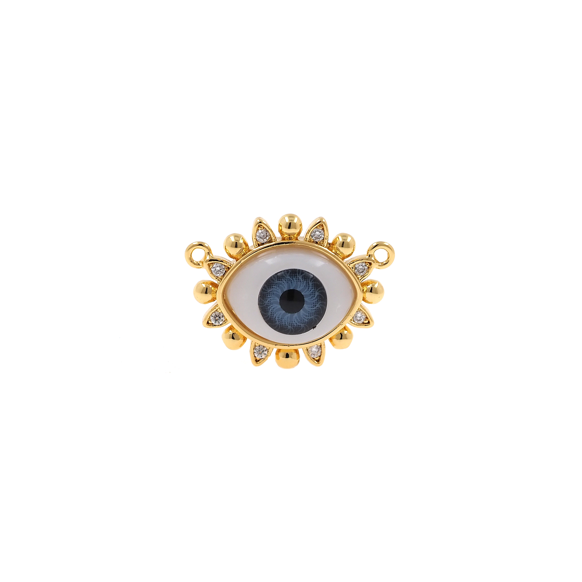 18K Gold Filled Evil Eye Pendant,CZ Micro Pave Amulet Charm Earrings Necklace for DIY Jewelry Making Supply