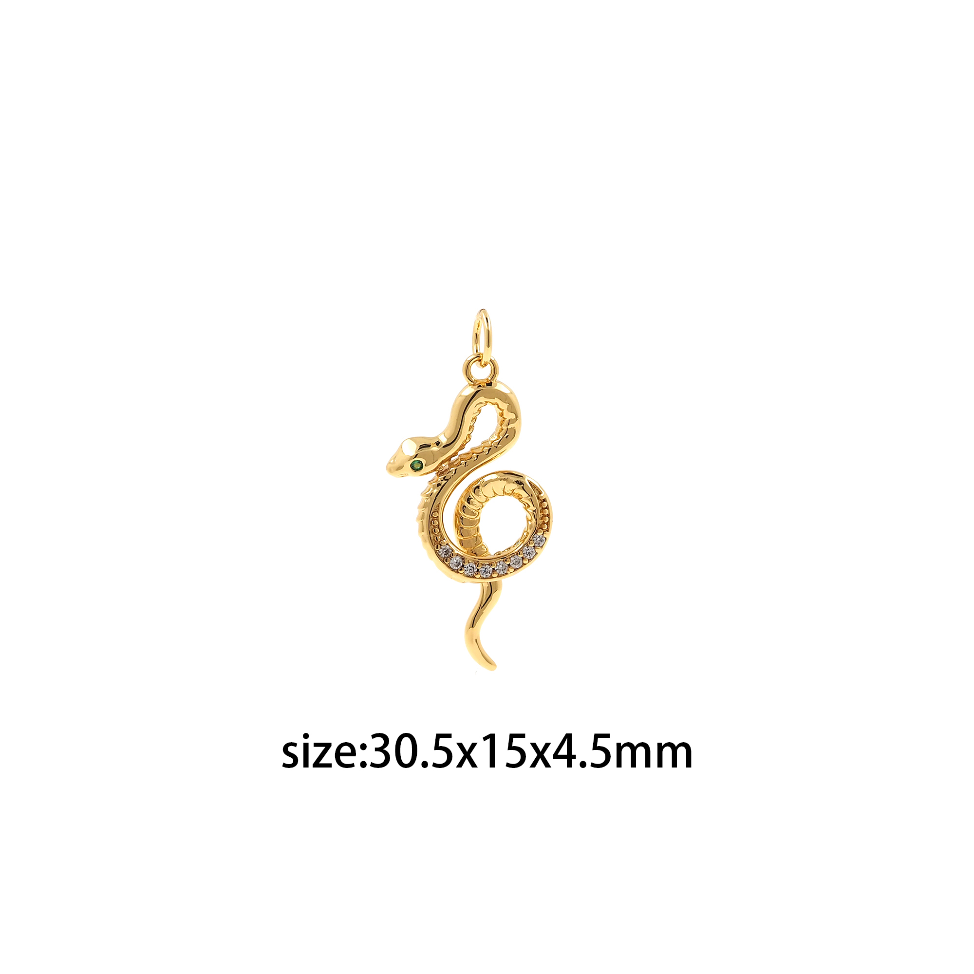 18K Gold Filled Snake Pendant,Reptile Charm,CZ Micro Pave Snake Earrings Necklace for DIY Jewelry Making Supply