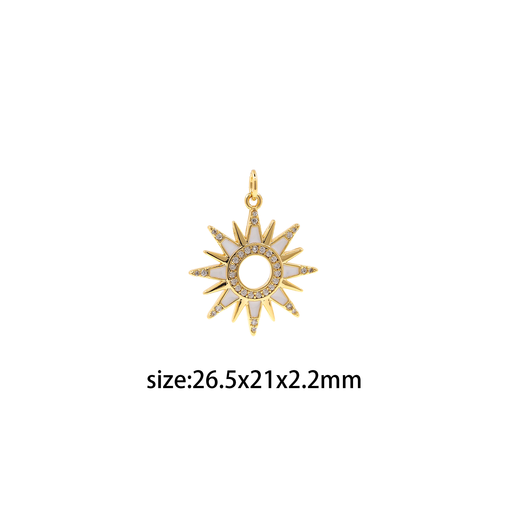 18K Gold Filled Sun Pendant,,Celestial Charm,Enamel Sun Earrings Necklace for DIY Jewelry Making Supply