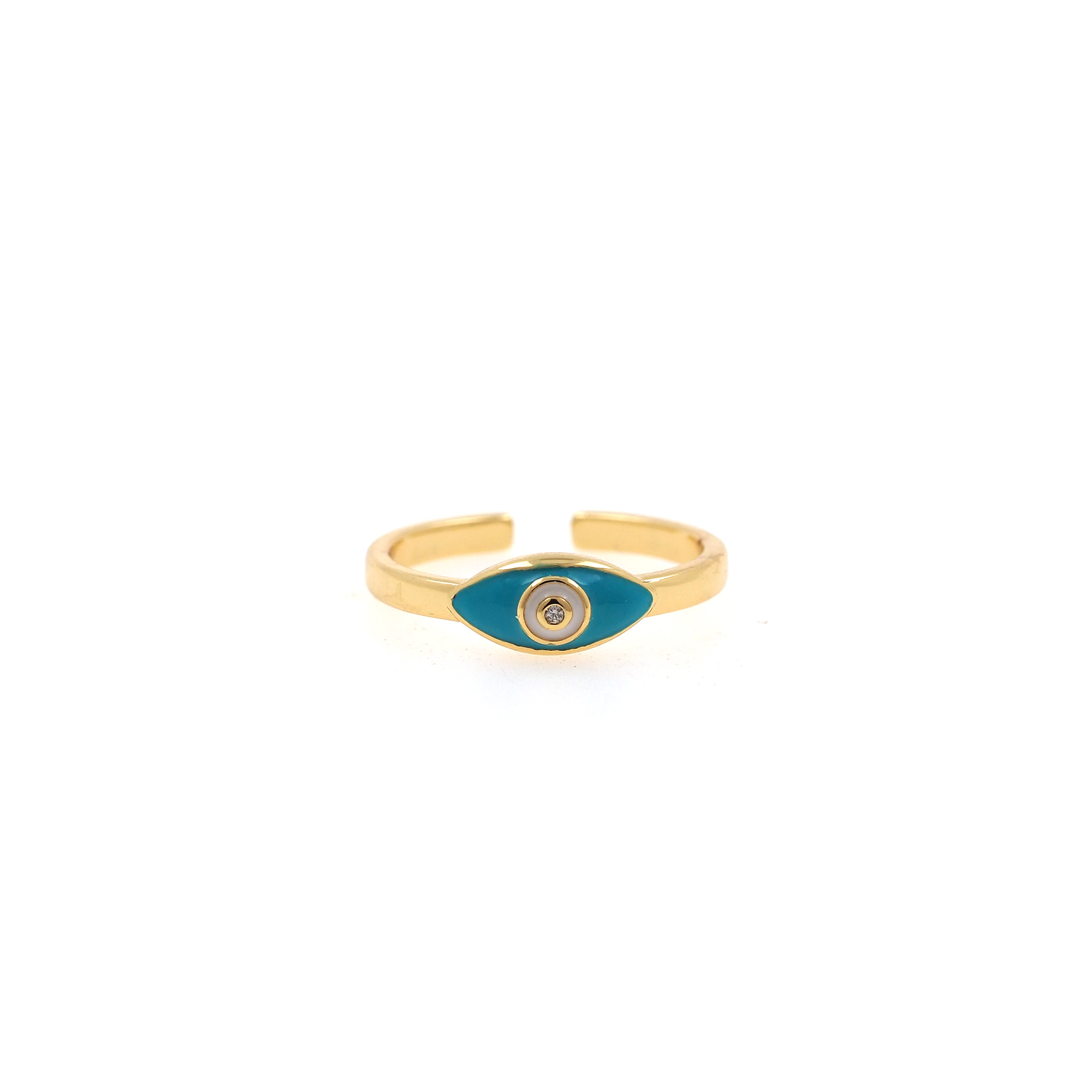 18K Gold Filled Evil Eye Rings,Thin Ring,Enamel Ring,Adjustable Ring,Minimalist Ring,Open Ring