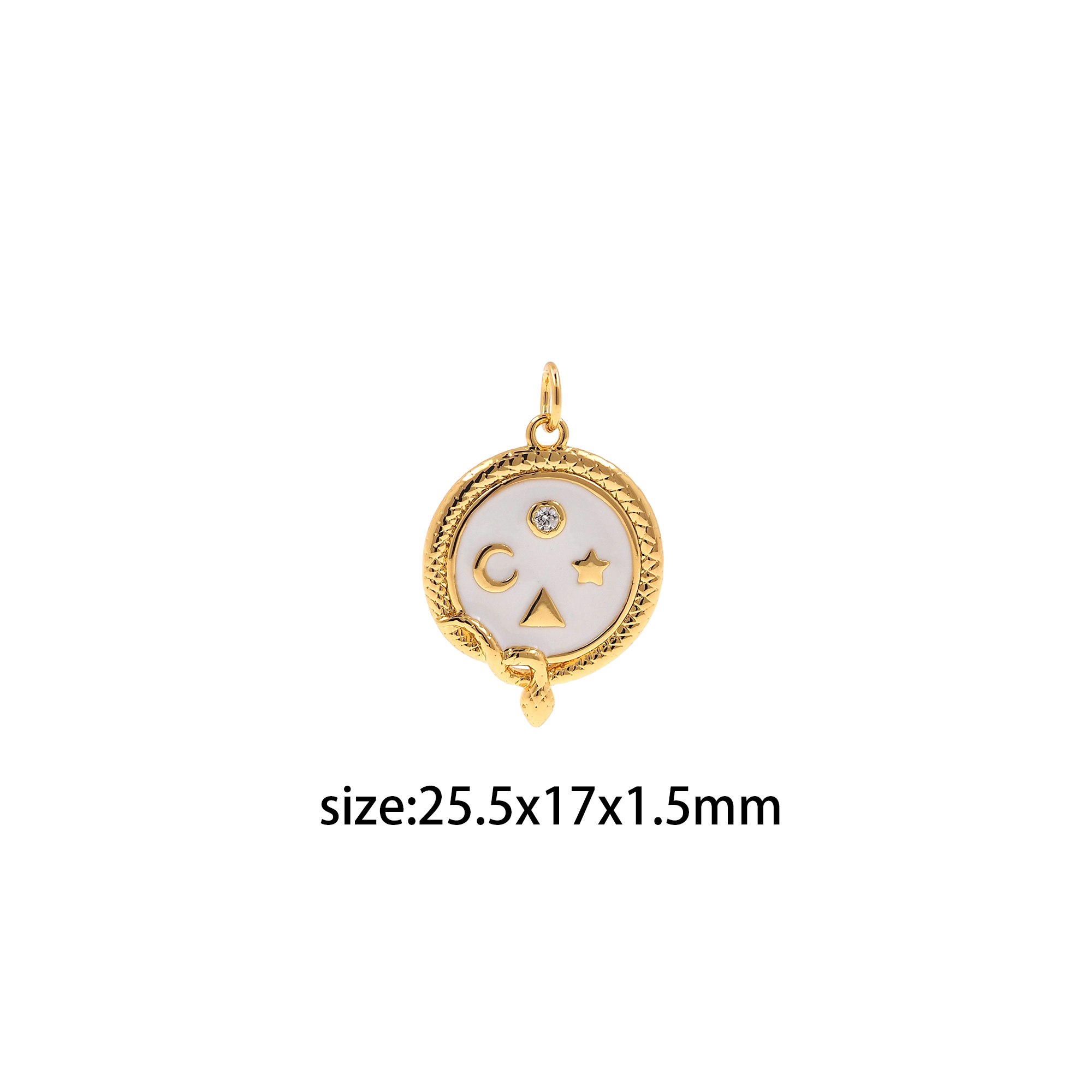 18K Gold Filled Moon Coin Pendant,Enamel Star Moon Charm Earrings Necklace for DIY Jewelry Making Supply