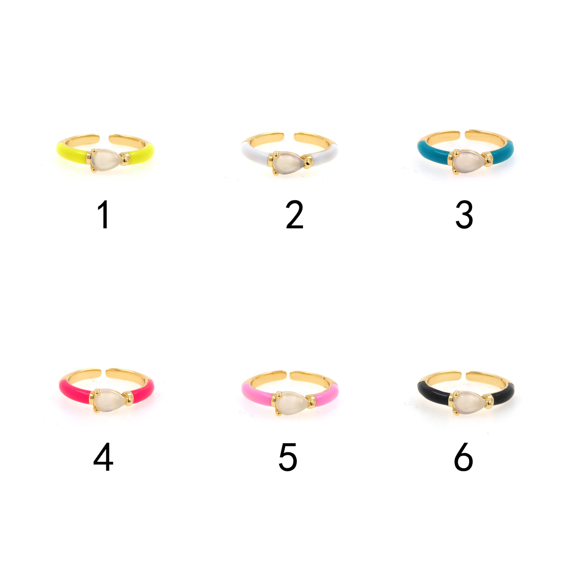 18K Gold Filled Enamel Thin Ring,Teardrop Ring,Adjustable Ring,Minimalist Ring,Open Ring