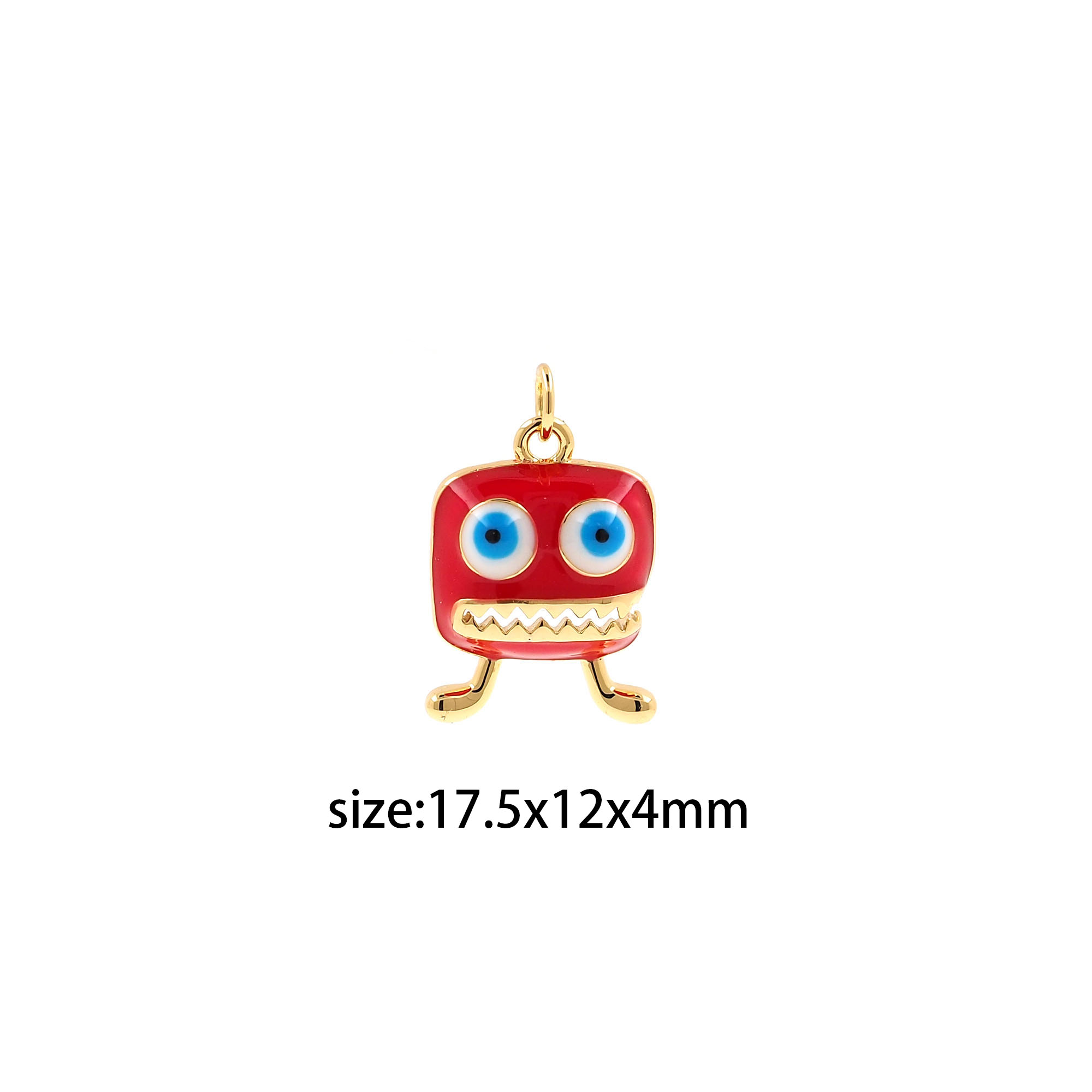 18K Gold Filled Monster Pendant,Enamel Monster Charm Earrings Necklace for DIY Jewelry Making Supply