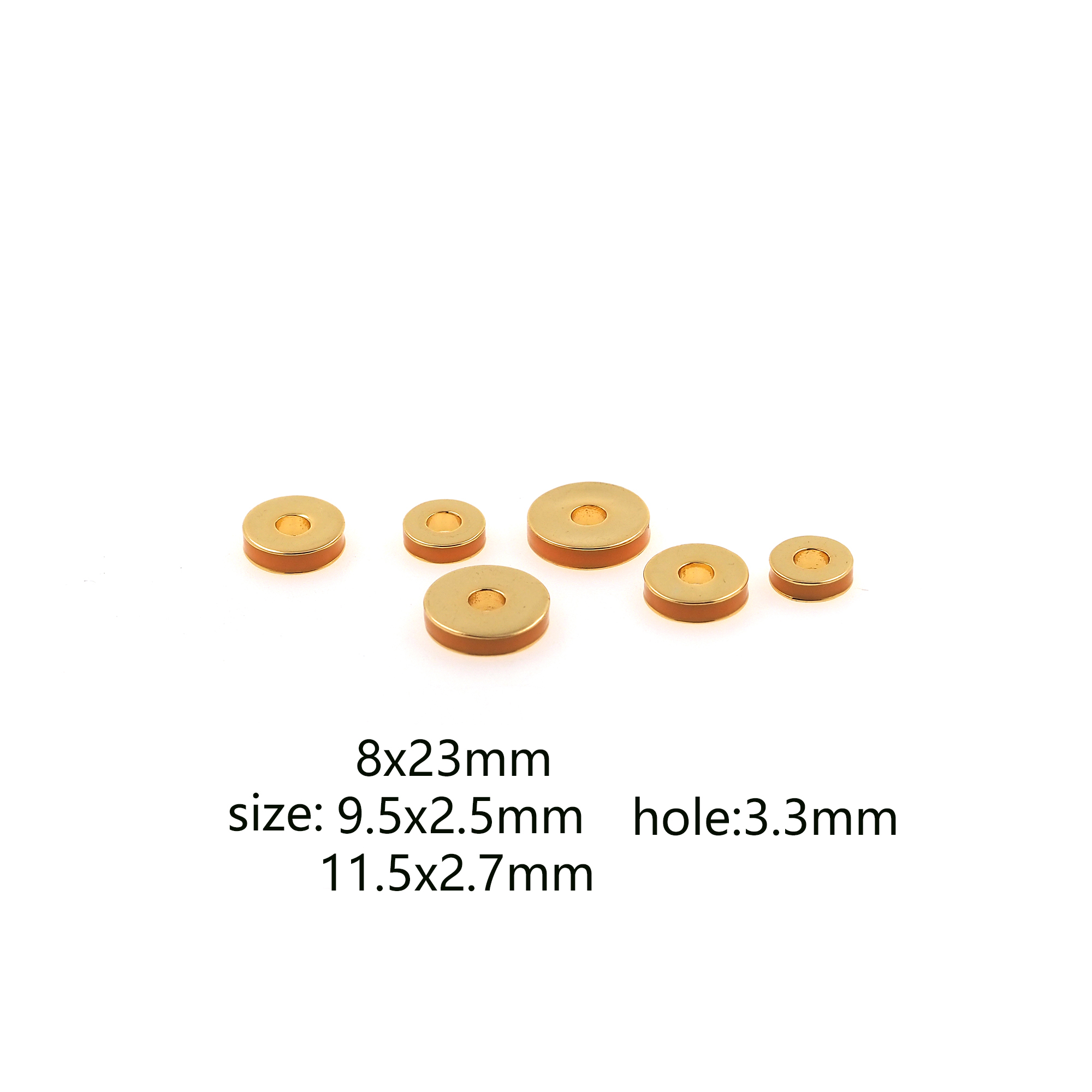 18K Gold Filled Round Spacer Beads,Enamel Bead,Flat Beads for Bracelet Jewelry Necklace Making Supply