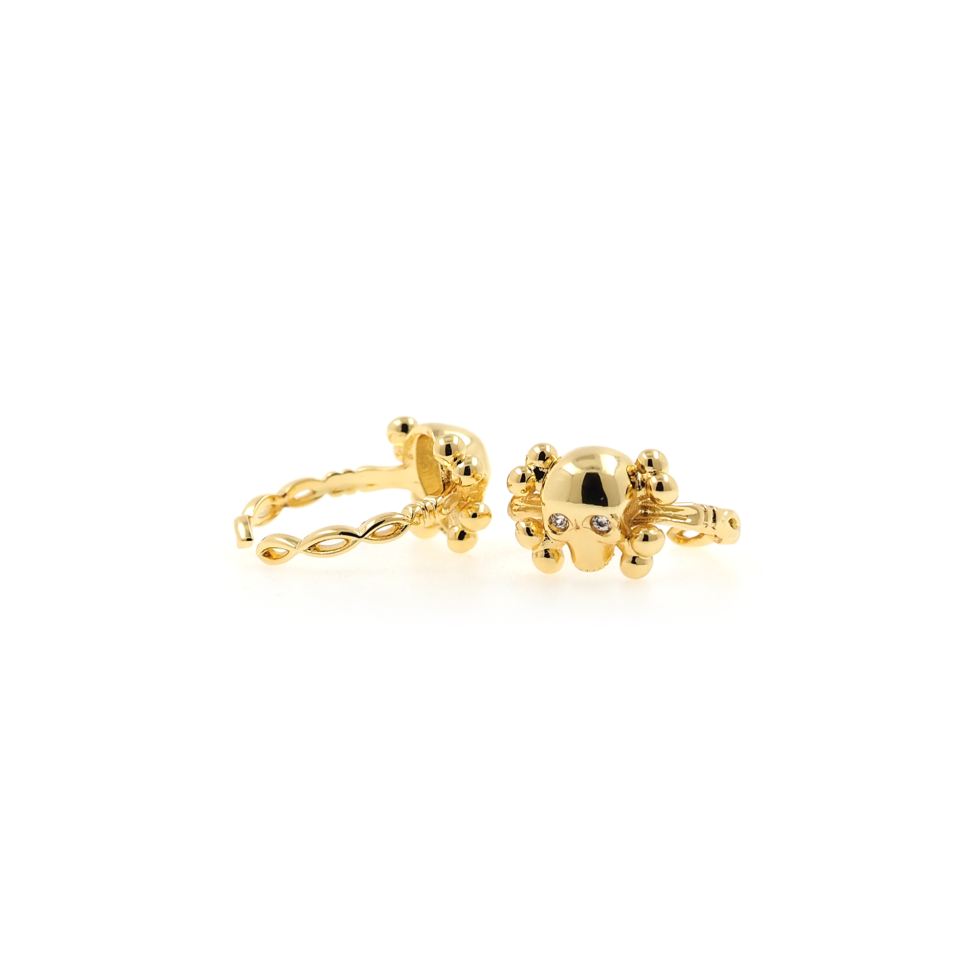 18K Gold Filled Skull Rings,CZ Rings,Stackable Ring,Adjustable Ring,Minimalist Ring,Open Ring