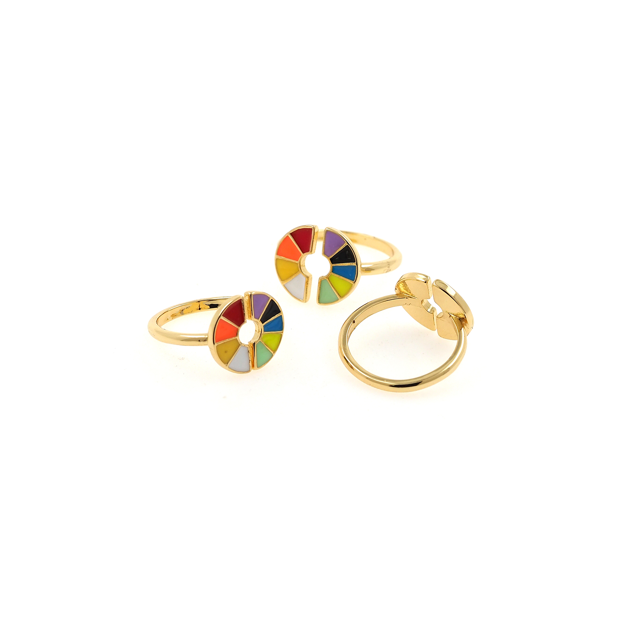 18K Gold Filled Palette Rings,Enamel Rings,Adjustable Ring,Minimalist Ring,Open Ring