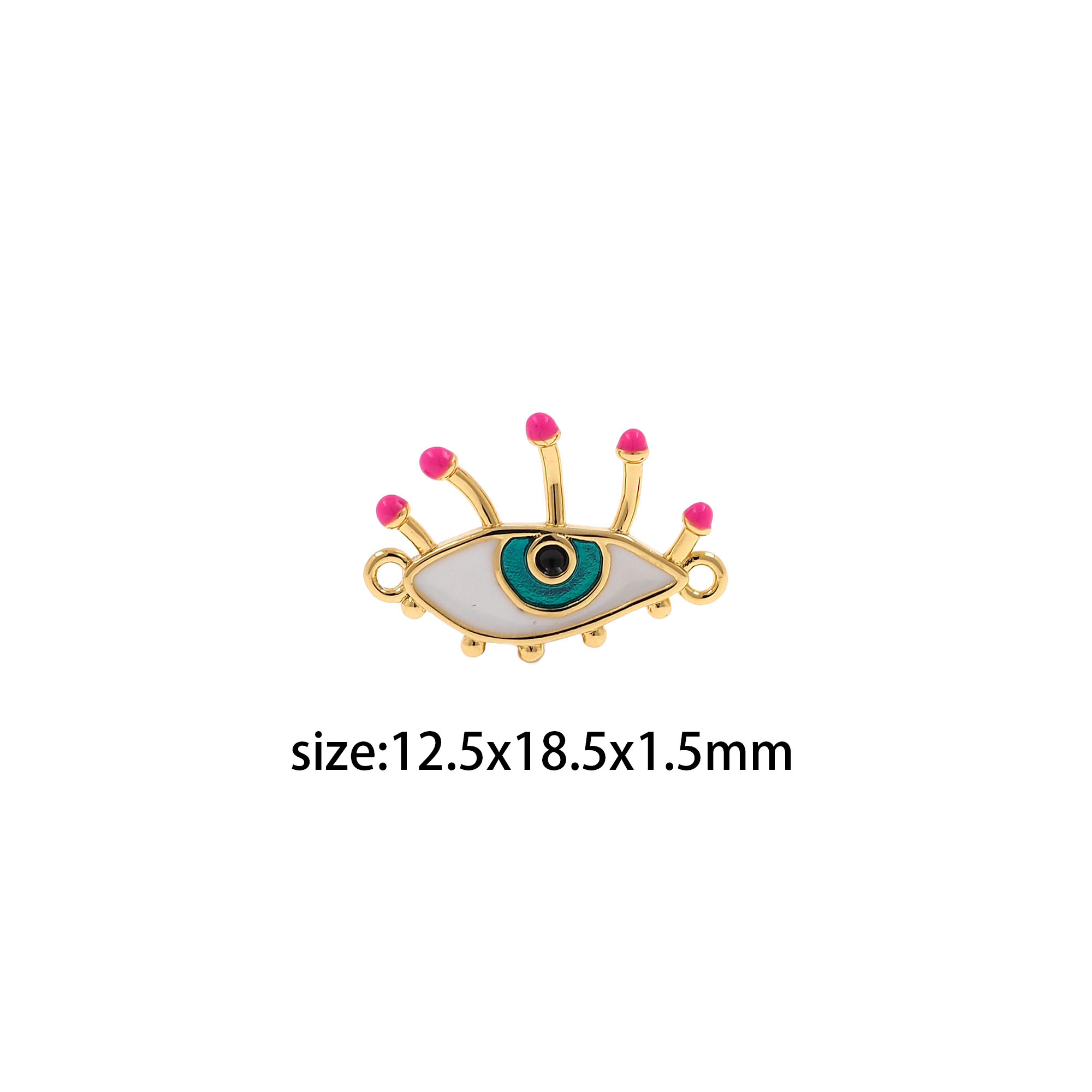 18K Gold Filled Evil Eye Connector,Enamel Evil Eye Charm Necklace Bracelet for DIY Jewelry Making Supply