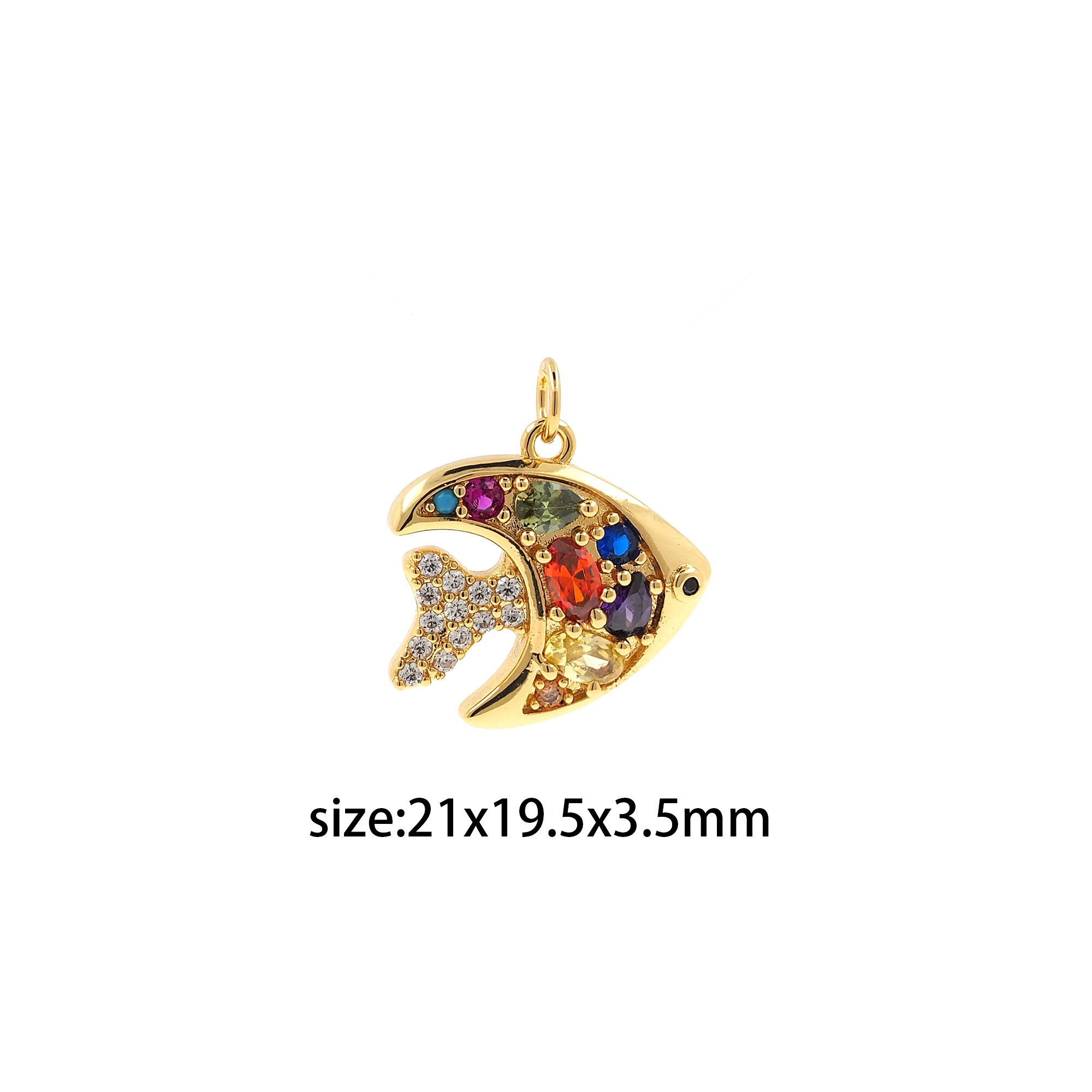 18K Gold Filled Fish Pendant,CZ Micro Pave Tropical Fish Charm Earrings Necklace for DIY Jewelry Making Supply