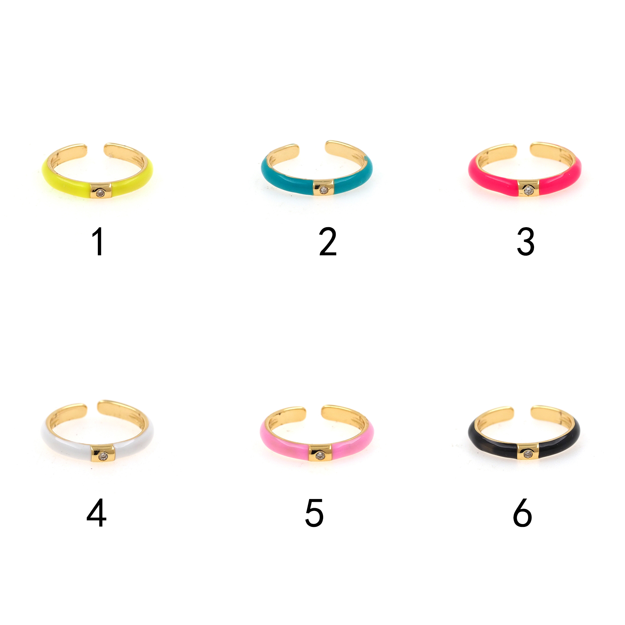 18K Gold Filled Thin Rings,Enamel Rings,Adjustable Ring,Minimalist Ring,Open Ring