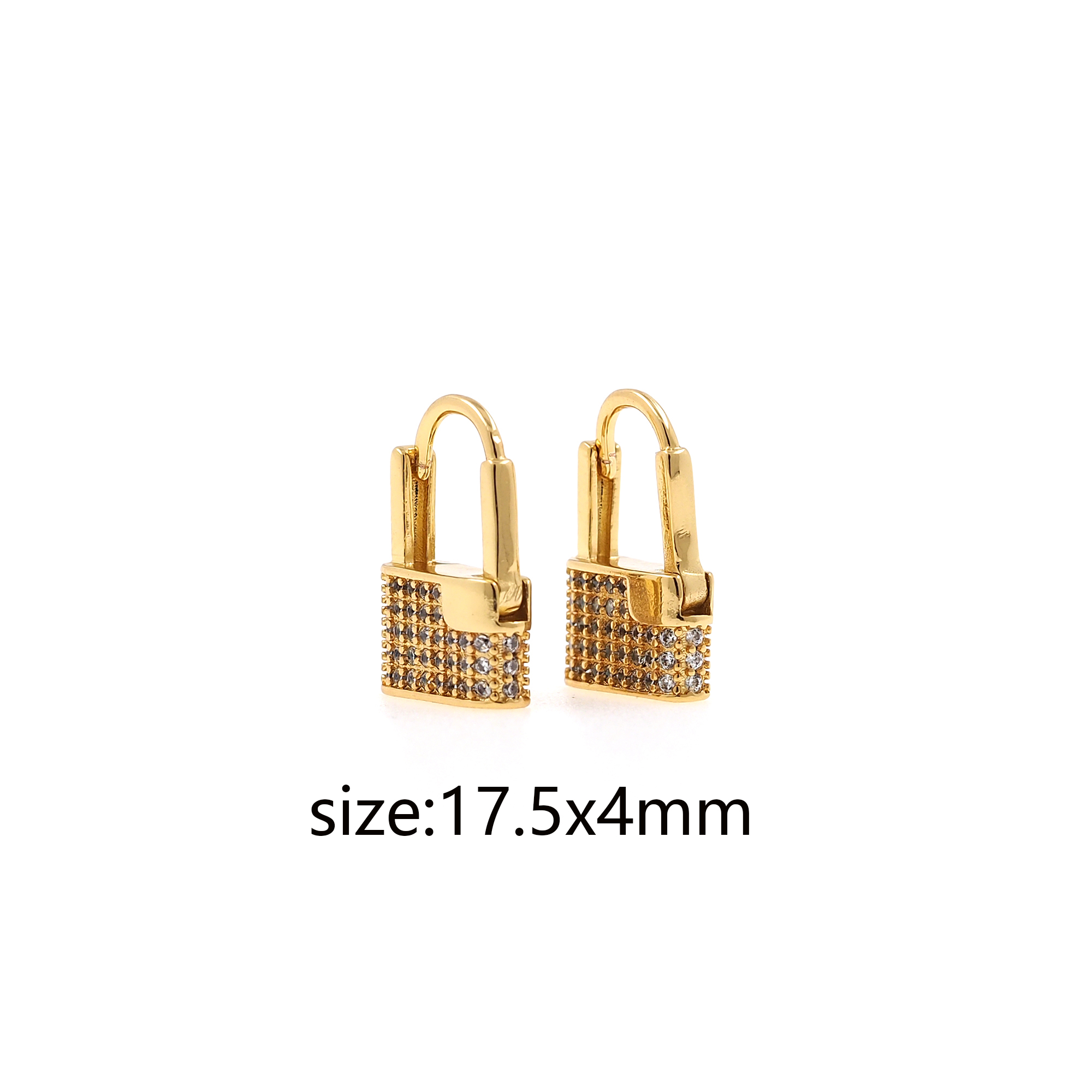 18K Gold Filled Lock Hoop Earrings,Gold Thin Hoops,CZ Lock Hoops,Dainty Zirconia Earrings,Gold Hoops