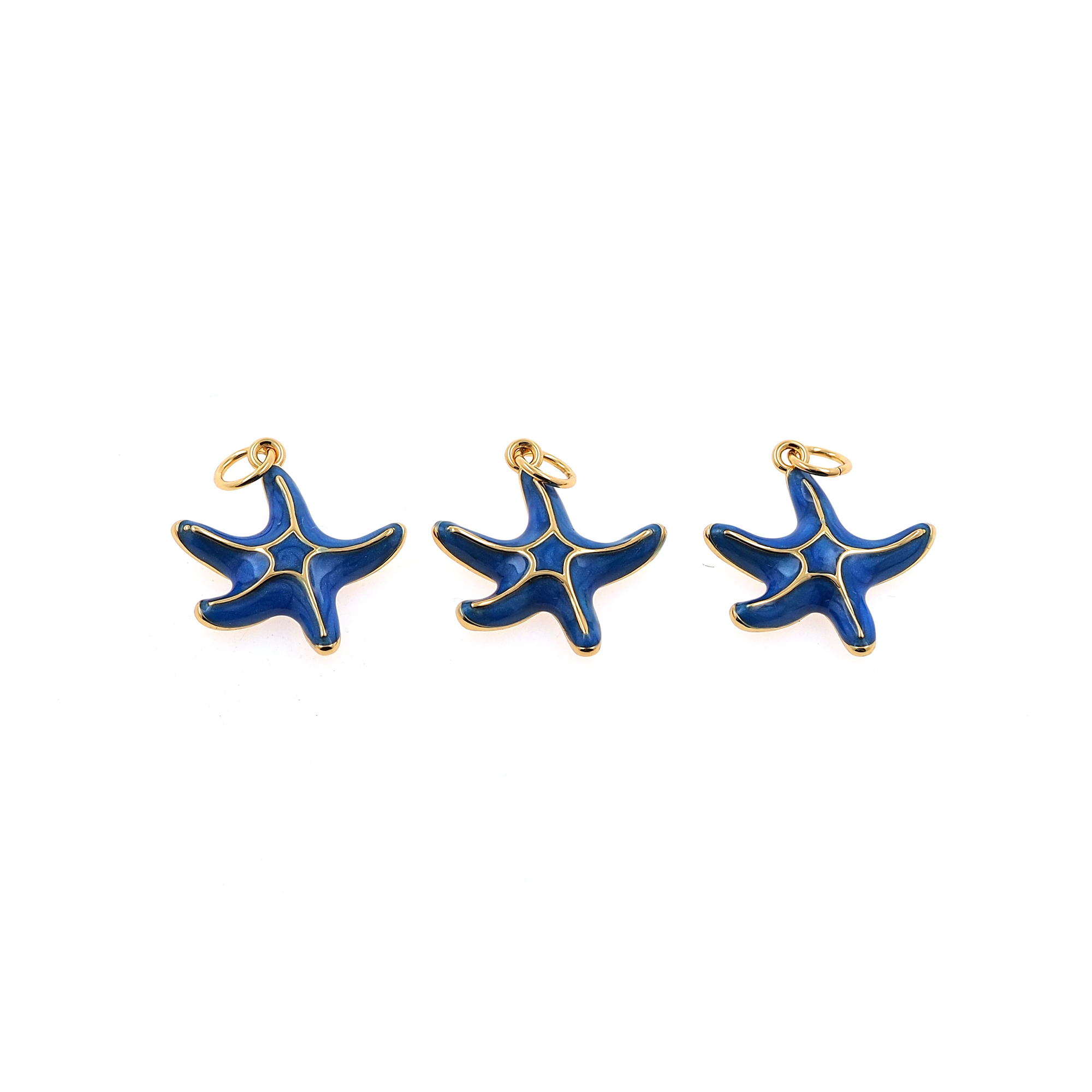 Enamel Starfish Pendant,18K Gold Filled Starfish Charm Earrings Necklace for DIY Jewelry Making Supply