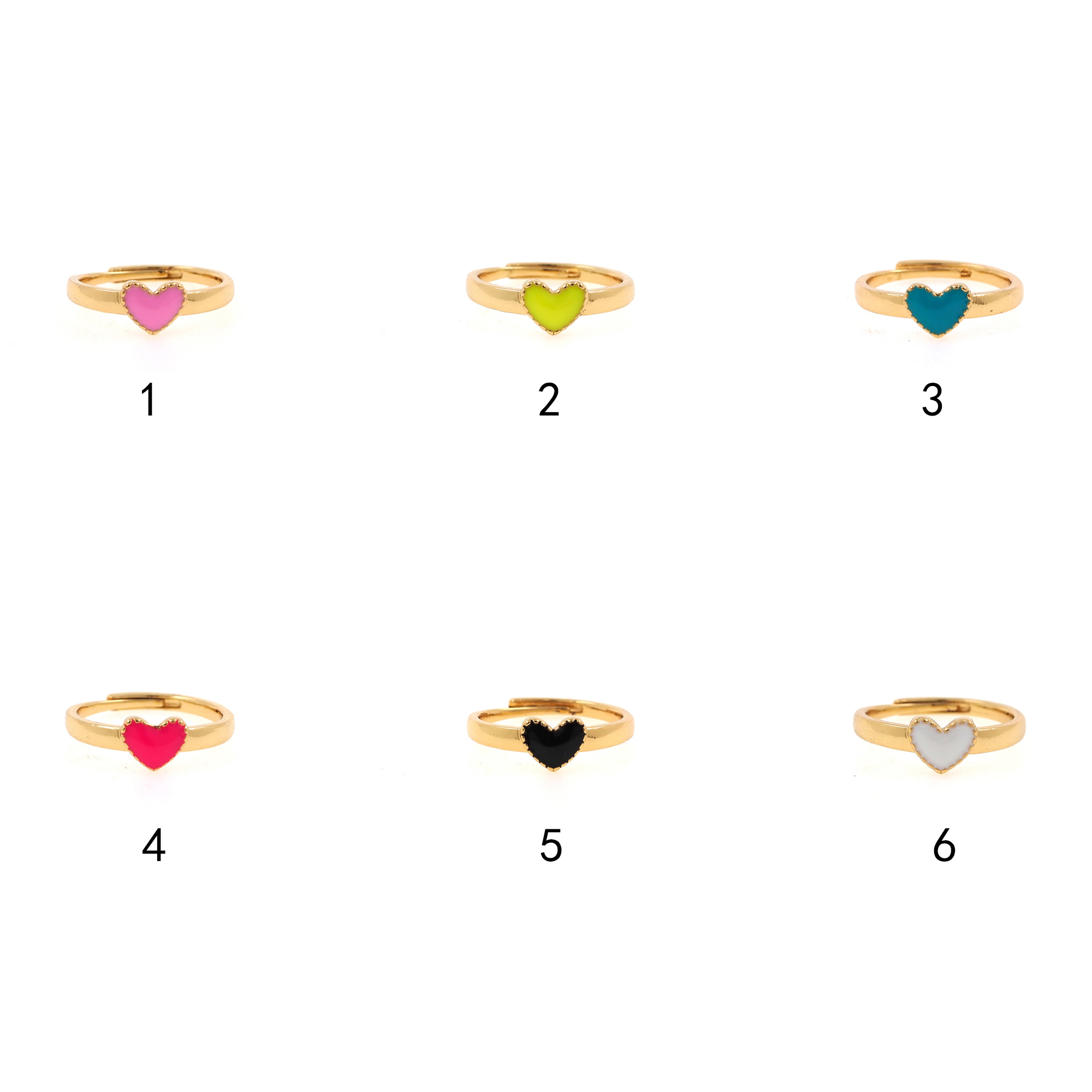 18K Gold Filled Heart Rings,Enamel Rings,Adjustable Ring,Minimalist Ring,Open Ring