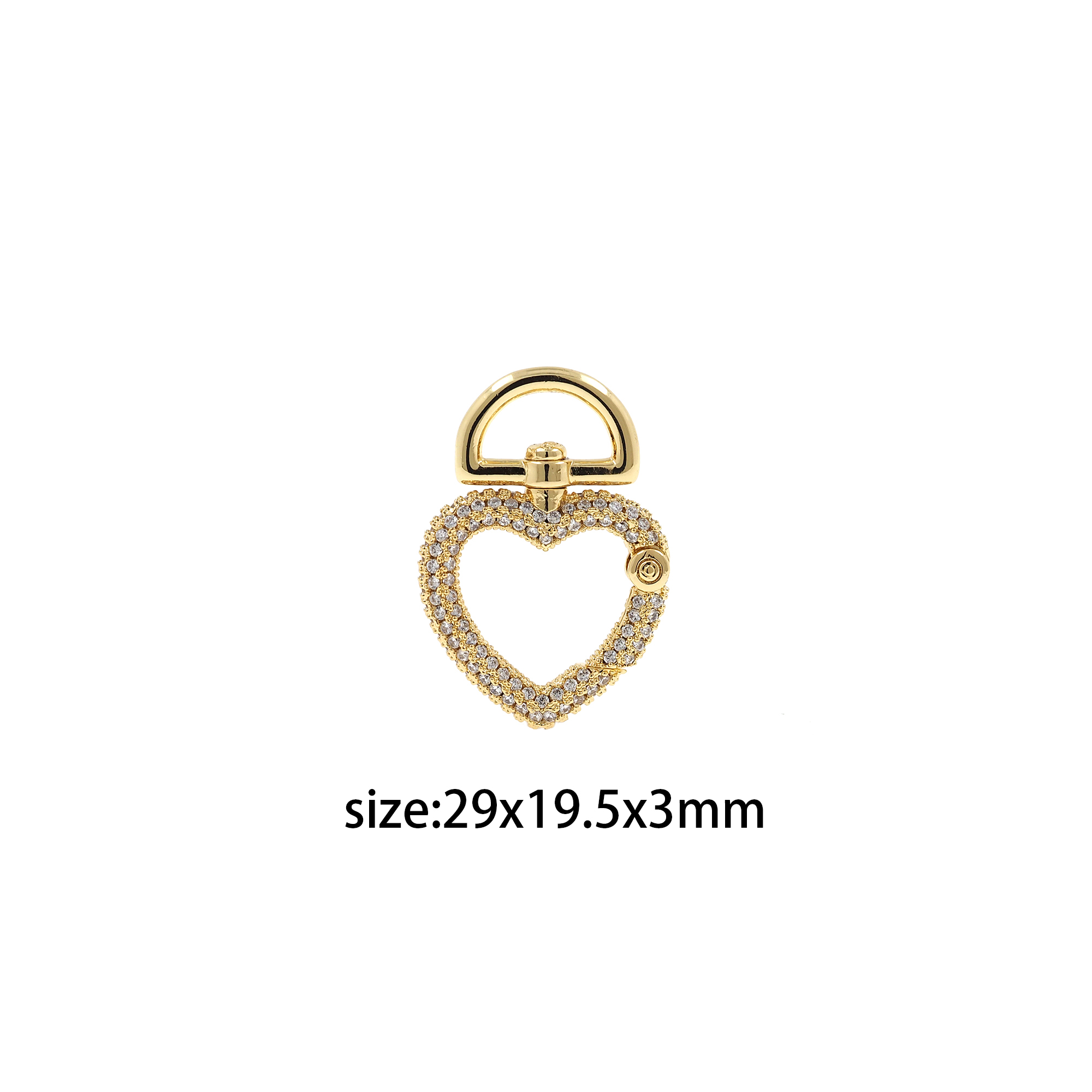 18K Gold Filled Heart Spring Clips,Snap Clasp,CZ Micro Pave Heart Push Gate Buckle Bracelet Necklace for DIY Jewelry Finding Necklace Bracelet